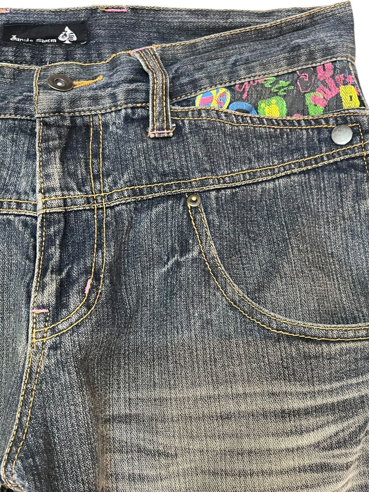 Beauty Beast Vintage Jungle Storm Unique Pocket Surf Style Denim Size US 33 - 2 Thumbnail