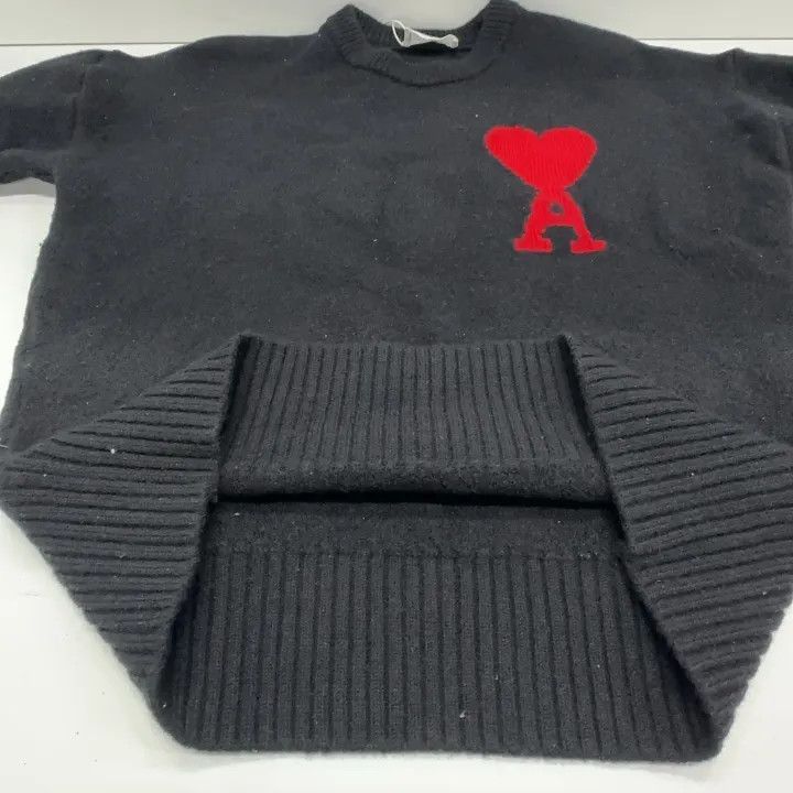 AMI AMI Black Crewneck Sweater with Heart Logo -2507 Size US S / EU 44-46 / 1 - 5 Thumbnail