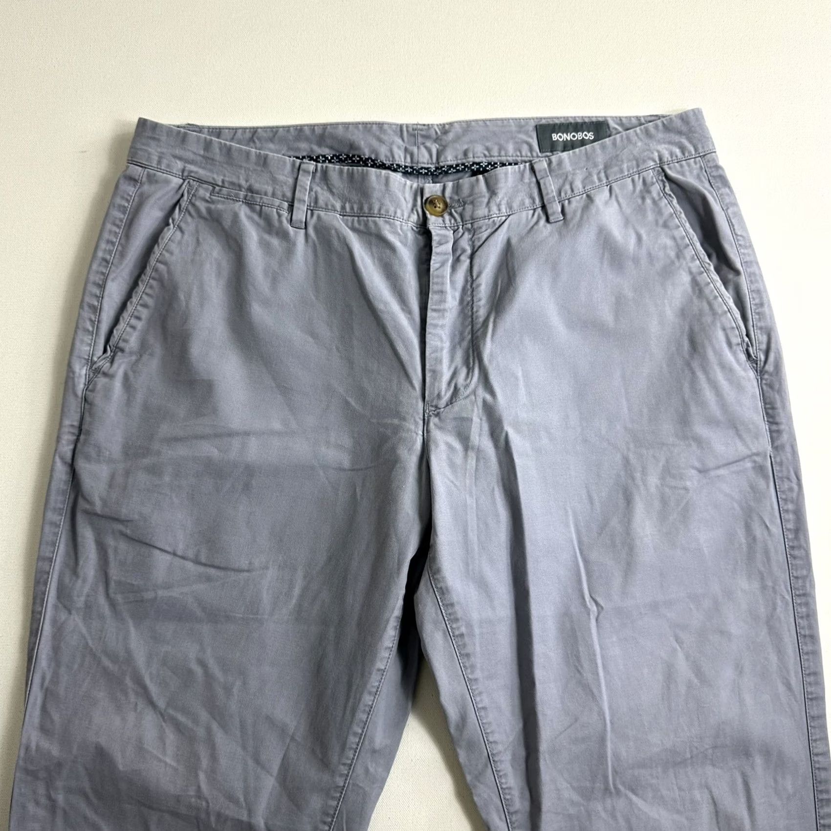 Bonobos Bonobos Slim Fit Chino Pants Mens Size 36x30 Gray Cotton Casual Straight Leg Size US 36 / EU 52 - 3 Thumbnail