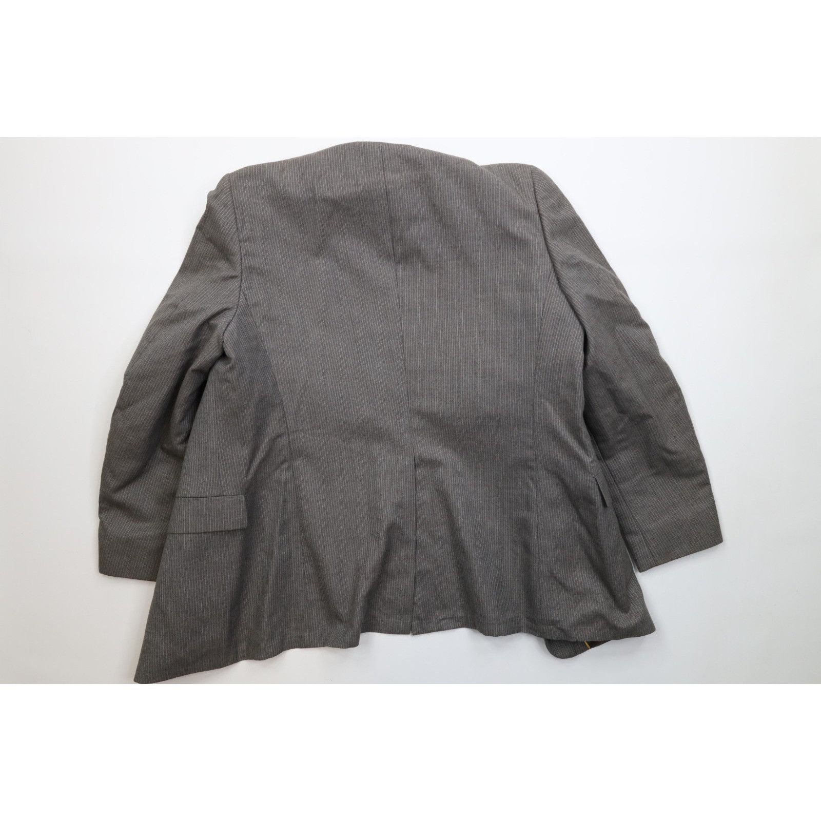 Vintage Vintage 70s Wool Pinstriped 2 Piece Suit Wedding Gray Size 44L - 8 Thumbnail