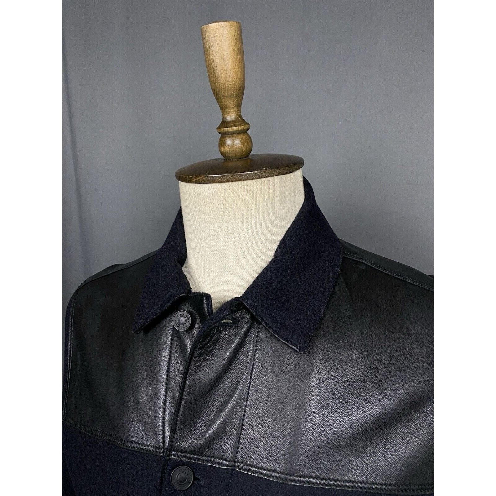 Allsaints MINT! AllSaints Dixon Men's Black Wool Leather Jacket Size M Size US M / EU 48-50 / 2 - 5 Thumbnail