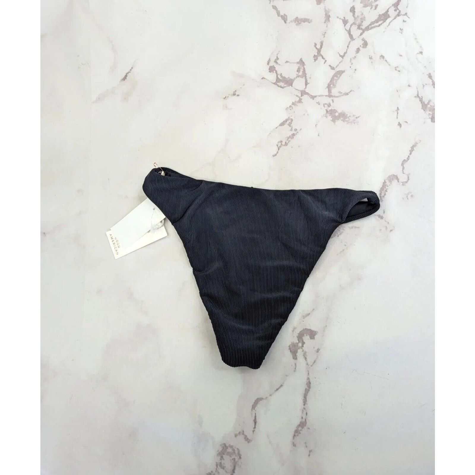 Good American Good American Swim Bottom Women Medium Black Rib Mid Bikini Size M / US 6-8 / IT 42-44 - 6 Thumbnail