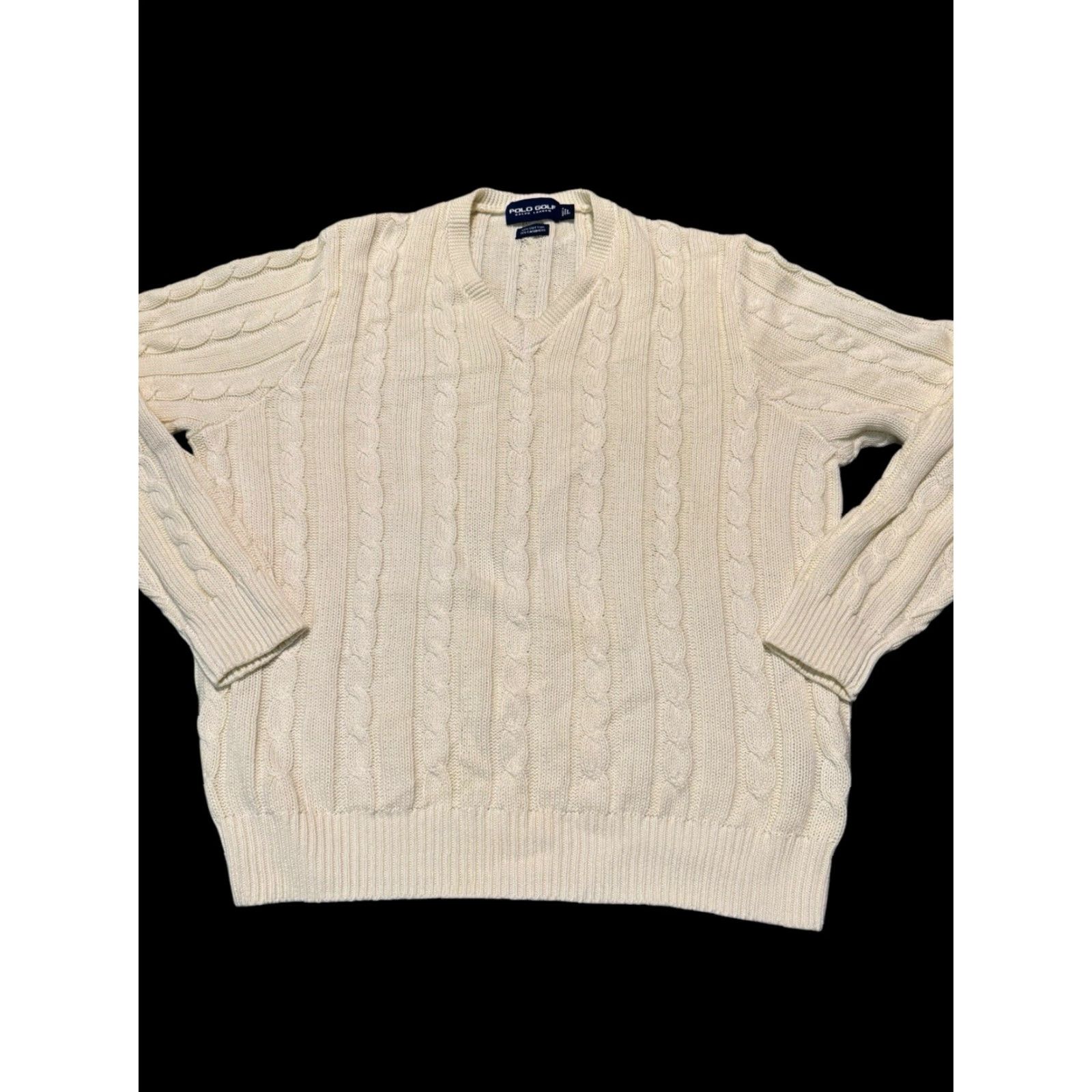 Polo Ralph Lauren VINTAGE Polo Ralph Lauren Sweater Cable Knit Cotton Cashmere Cream Mens L Crew Neck Pullover Size US L / EU 52-54 / 3 - 2 Thumbnail