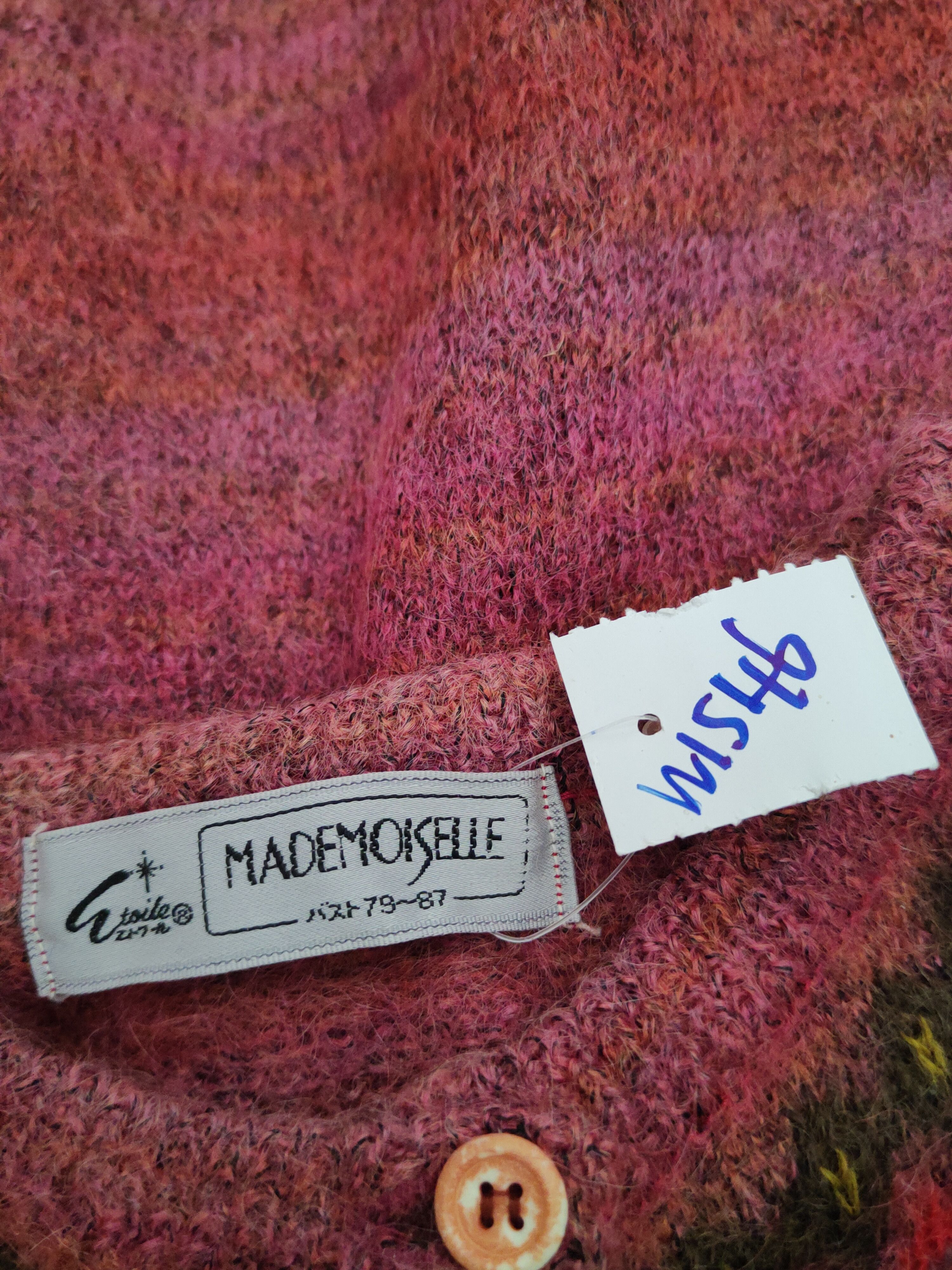 Japanese Brand Mademoiselle Red mohair vintage Knitwear Cardigan #W1548 Size S / US 4 / IT 40 - 11 Thumbnail