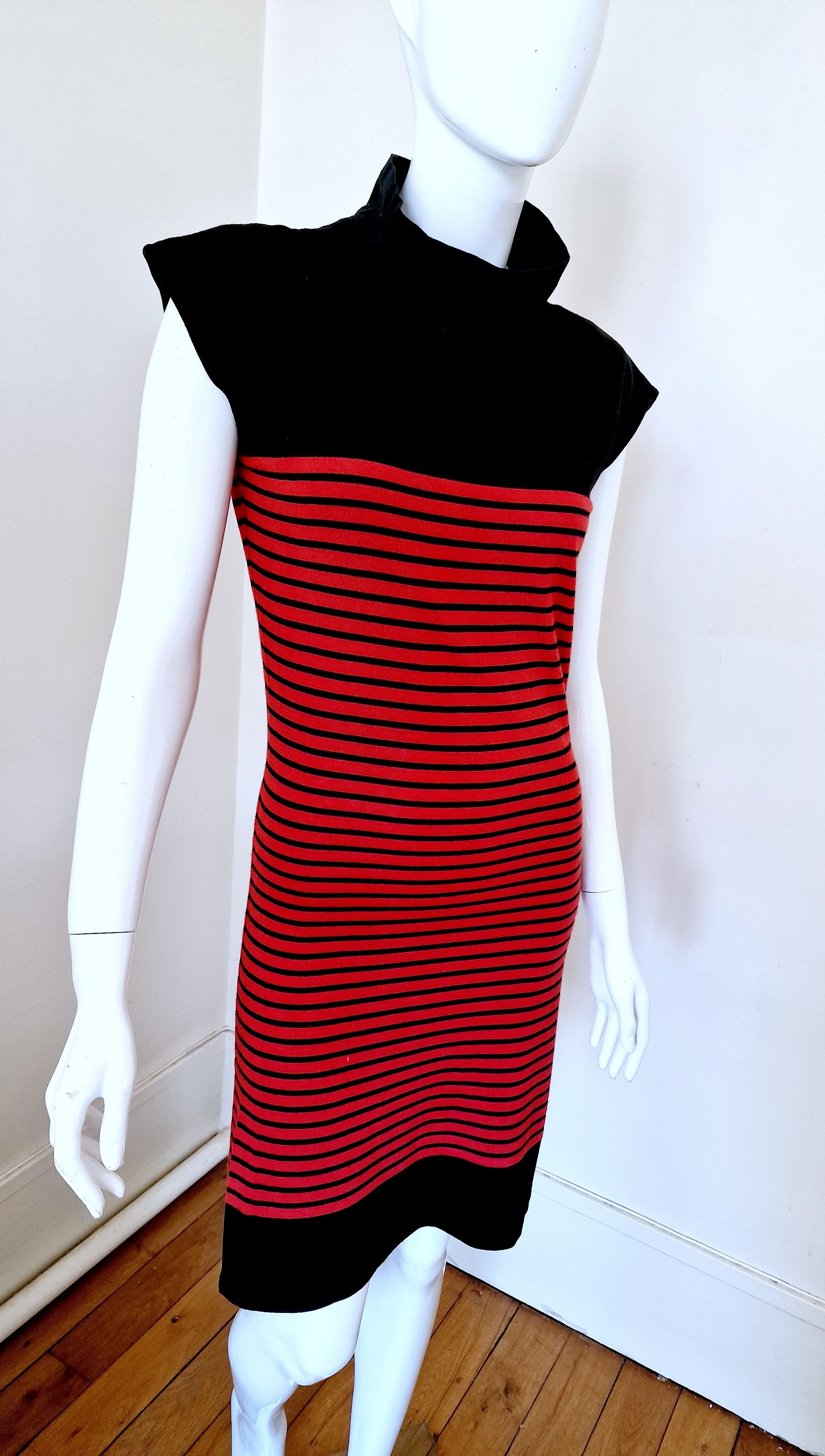 Jean Paul Gaultier 1980s Jean Paul Gaultier Public Striped Marine Sailor Dress Size M / US 6-8 / IT 42-44 - 6 Thumbnail