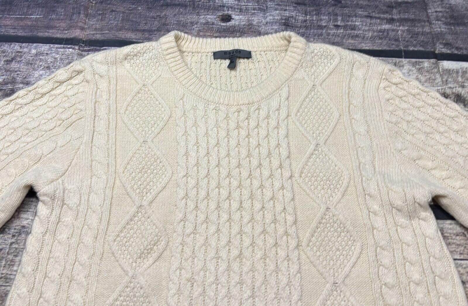 Other Maude Vivante Sweater Womens Medium Fisherman Knit Fringe Size M / US 6-8 / IT 42-44 - 4 Thumbnail