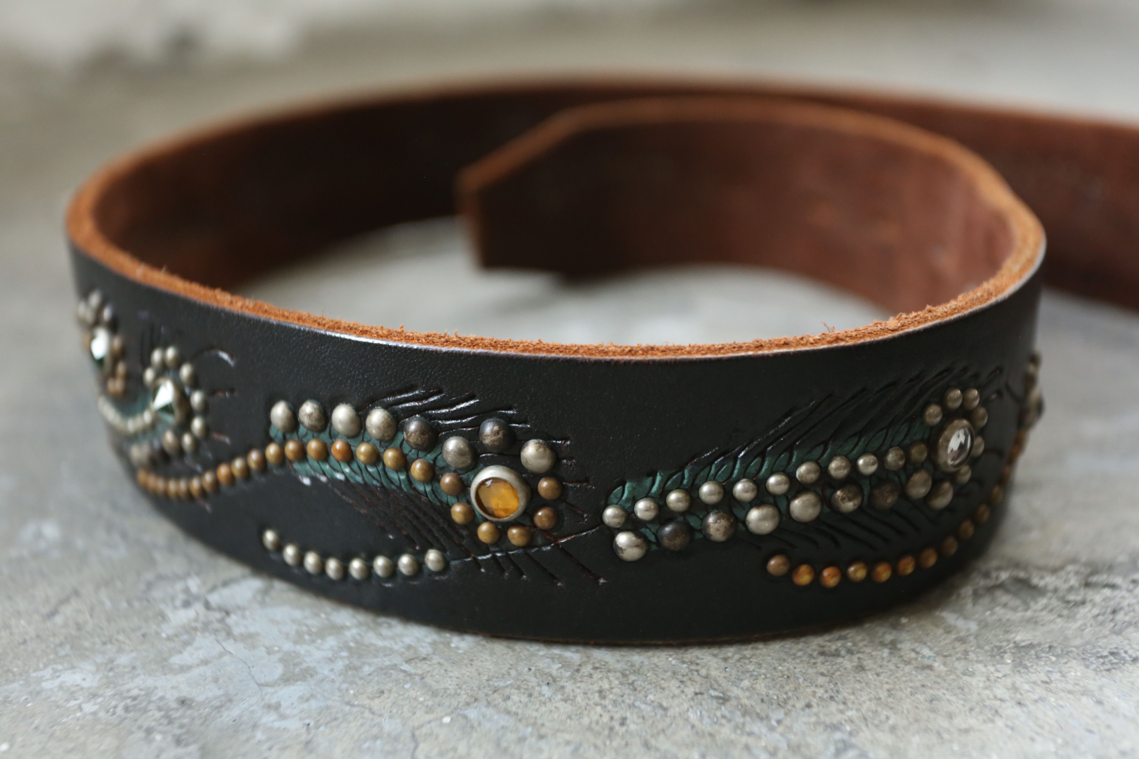 Hollywood Trading Company HTC - Leather Studded Belt Size 36 - 3 Thumbnail