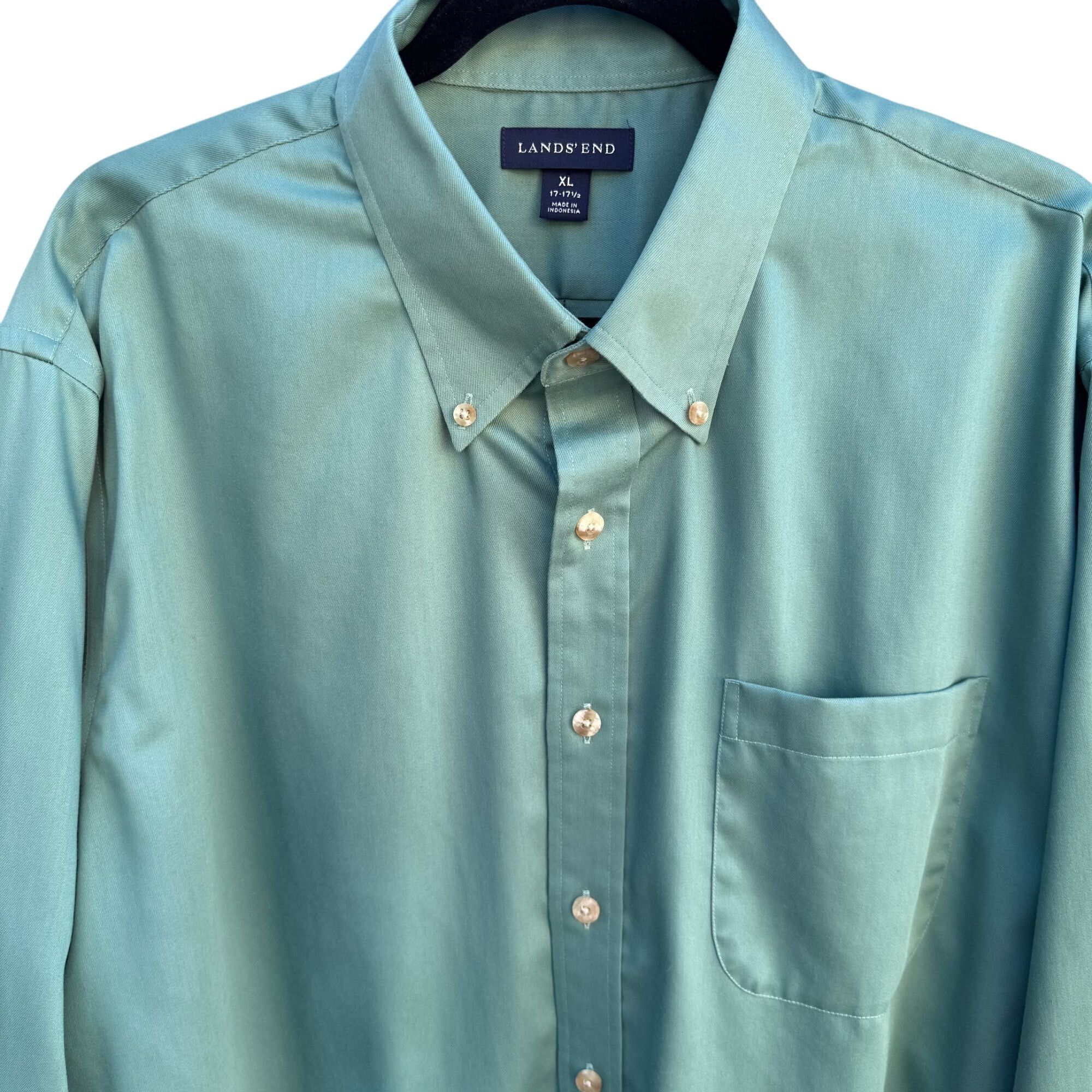 Lands' End Lands End Vintage 90s Mens Green Long Sleeve Button-Down Dre Size US XL / EU 56 / 4 - 3 Thumbnail