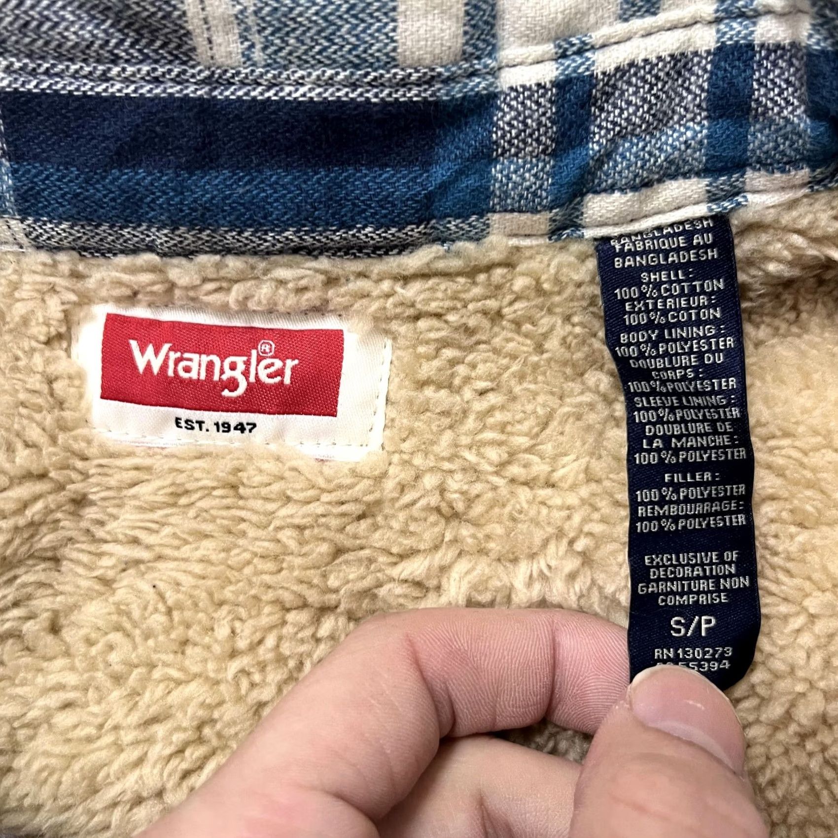 Wrangler Wrangler Shirt Jacket Mens Small Blue Plaid Sherpa Lined Flannel Button Front Size US S / EU 44-46 / 1 - 2 Thumbnail