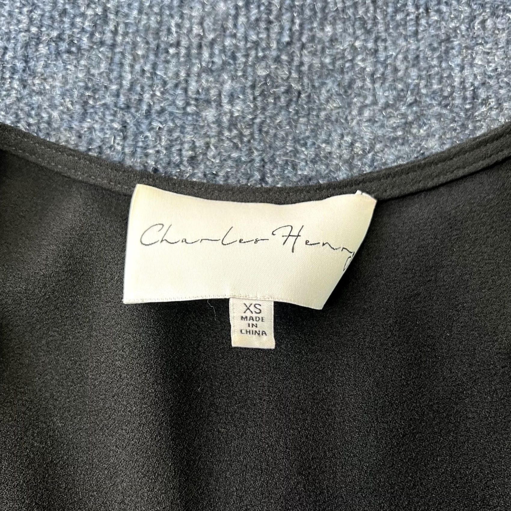 Vintage Charles Henry Dress Womens XS Black Wrap Surplice Short Sleeve Midi Belted Sash Size 26" / US 2 / IT 38 - 3 Thumbnail