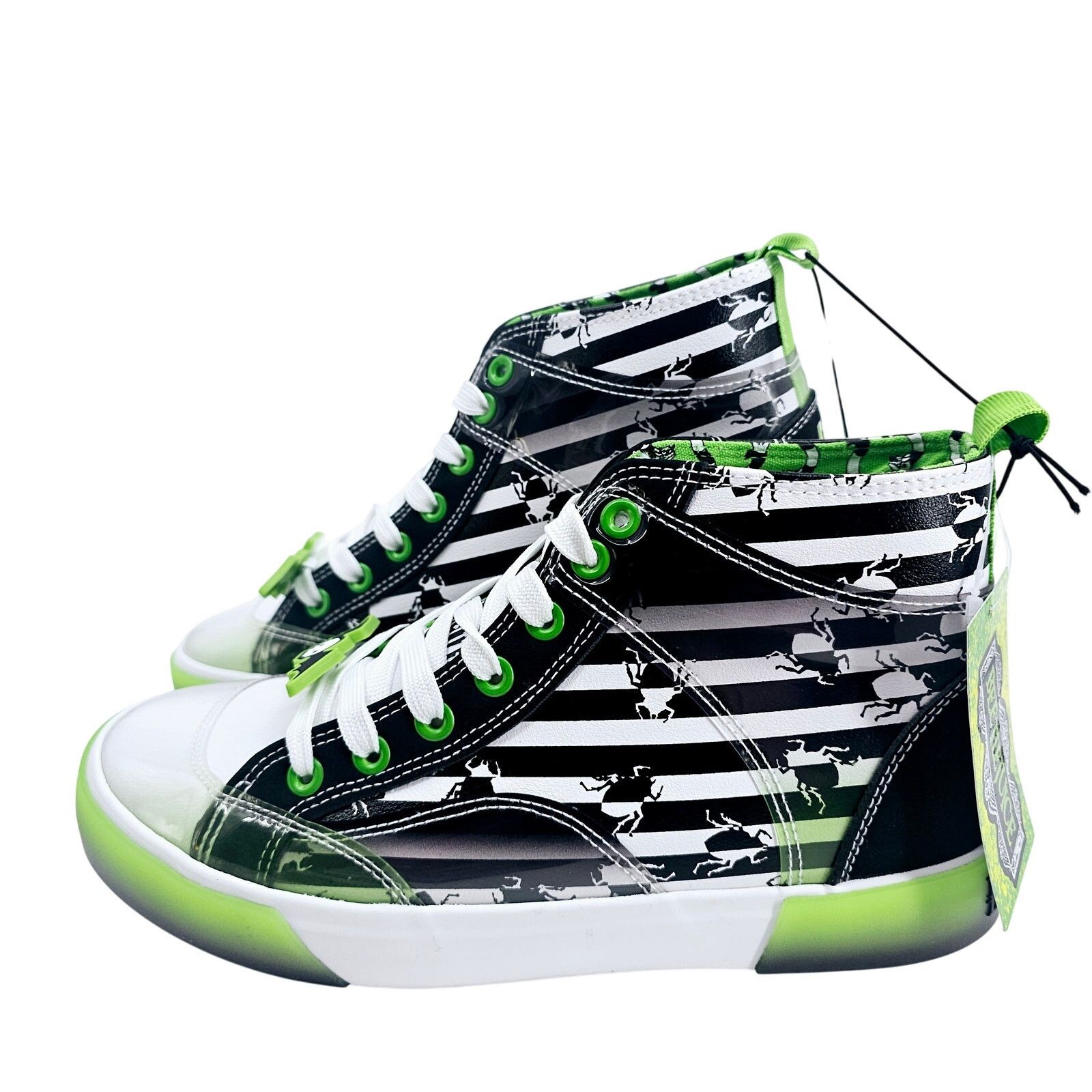 Warner Bros BEETLEJUICE Green Black White Striped High Top Sneaker 7.5 Size US 7.5 / IT 37.5 - 1 Thumbnail