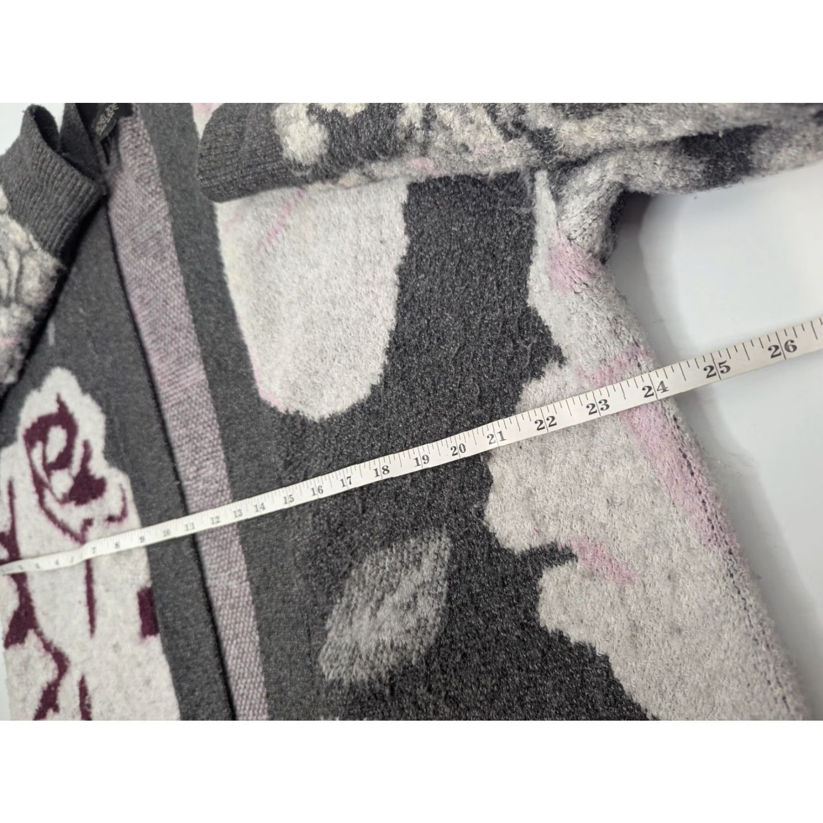 Rachel Zoe RACHEL ZOE Cardigan Women's Large Floral Oversized Knit Sweater - Open Front, Long Sleeve, Gray, 3-4 Season, Relaxed Fit, Machine Washable Size L / US 10 / IT 46 - 7 Thumbnail