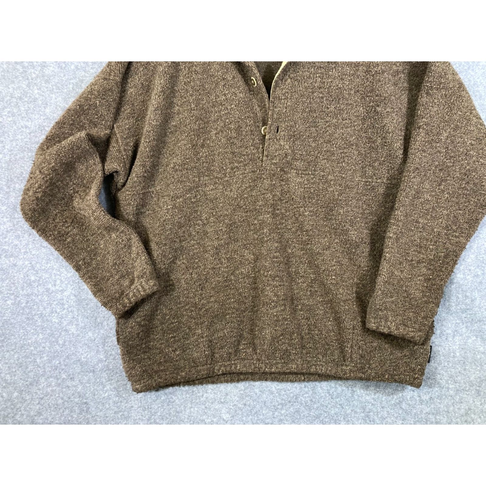 Vintage Straight Down Pullover Sweater Mens XL Brown Button Front Mock Neck Preppy Size US XL / EU 56 / 4 - 4 Thumbnail