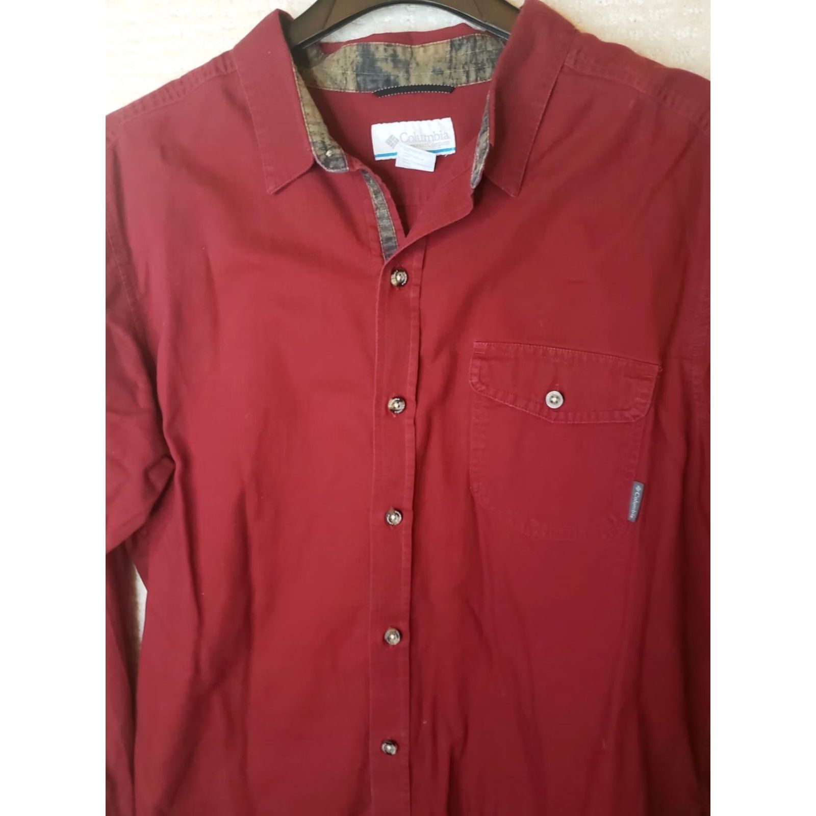 Vintage Columbia Shirt Men L Button-Up Long Sleeve Black Cam o Trim Collar & Cuffs Hunting to Casual Wear UV Pockets Canvas Cotton Polyester Docked Size US L / EU 52-54 / 3 - 6 Thumbnail