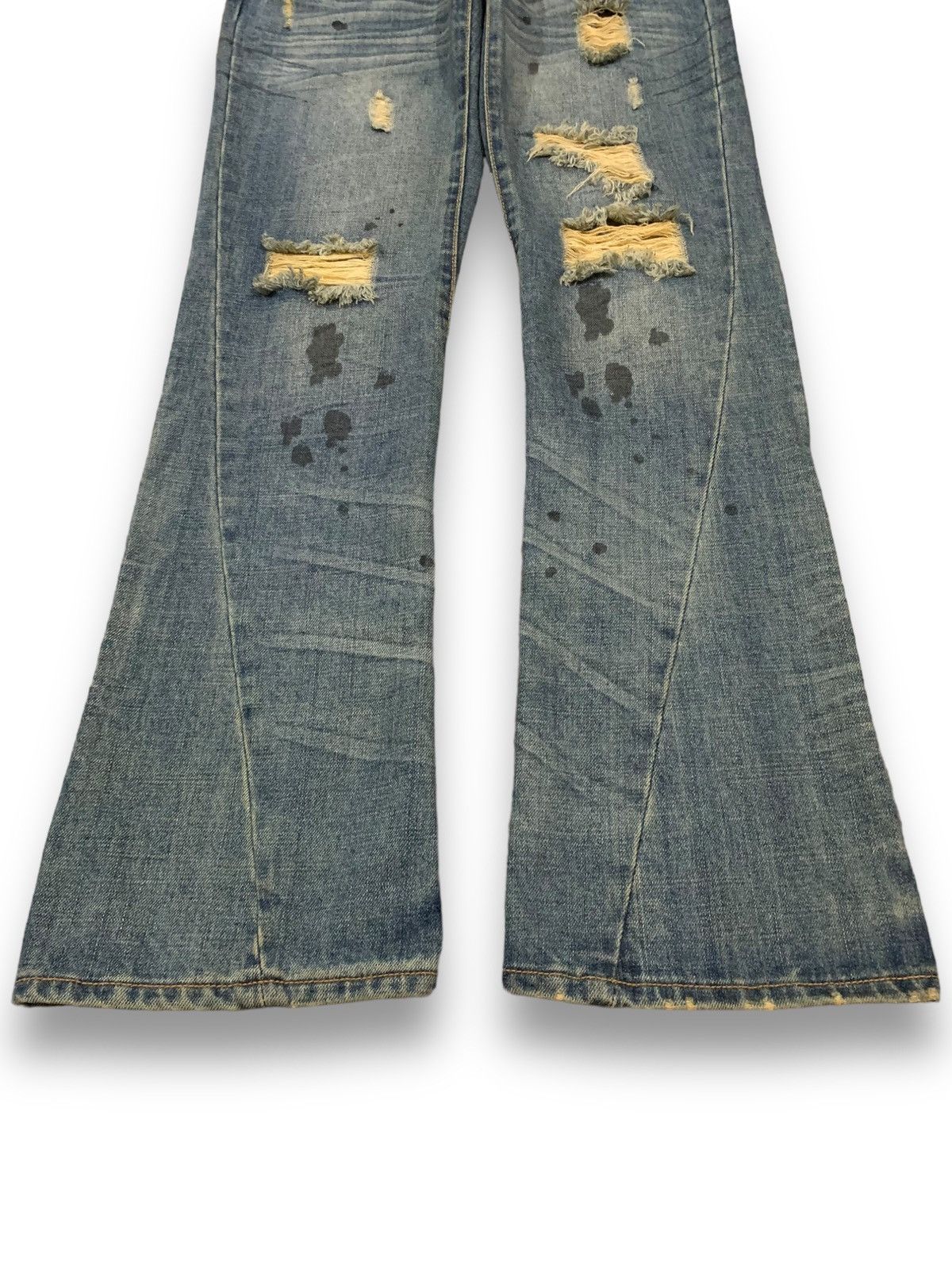 If Six Was Nine Vintage Snuff Mud Wash Splatter Flare Distressed Punk Jeans Size US 32 / EU 48 - 7 Thumbnail