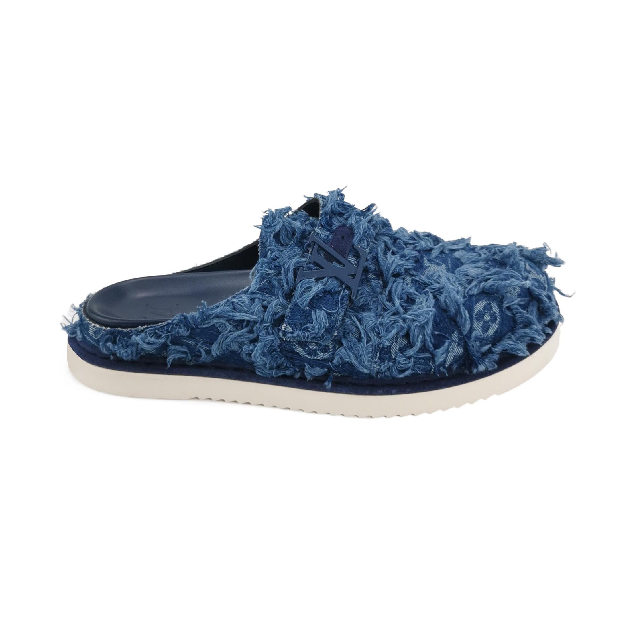 Louis Vuitton Louis Vuitton Distressed Denim Easy Slides 42.5 Size US 9 / EU 42 - 1 Thumbnail
