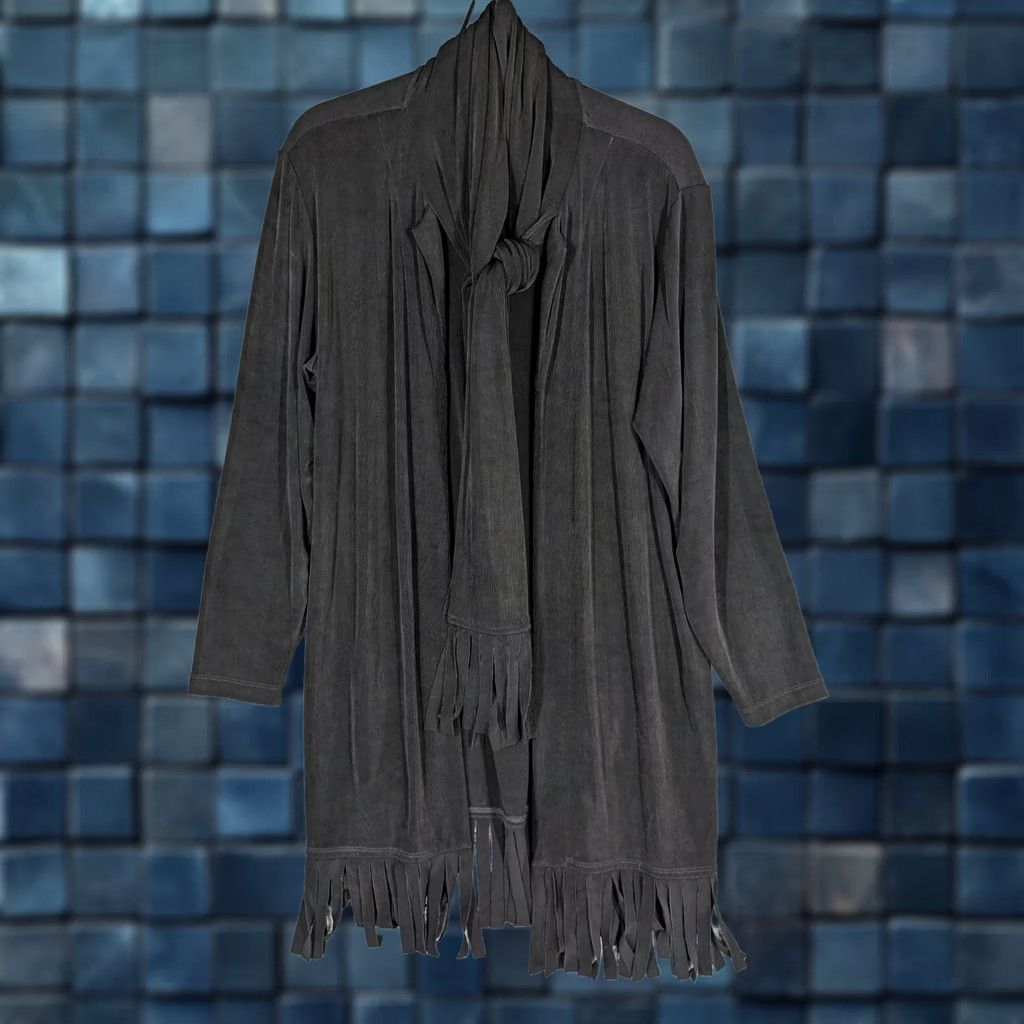Vintage Chico's Women's Sweater Cardigan Open Front Long Sleeve Black Size 2 Knit Acetate Spandex V-Neck Casual All Seasons Regular Fit Size XS / US 0-2 / IT 36-38 - 1 Thumbnail