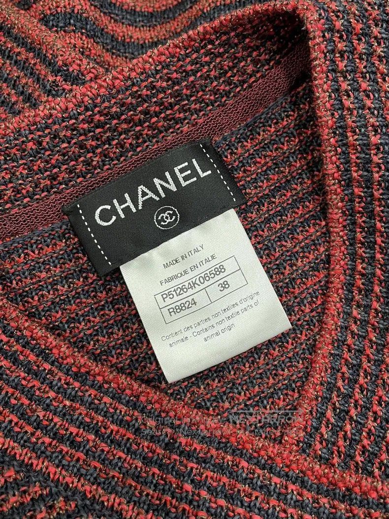 Chanel Chanel Red Black Stripe Knit Cardigan Coat. Size US M / EU 48-50 / 2 - 5 Thumbnail