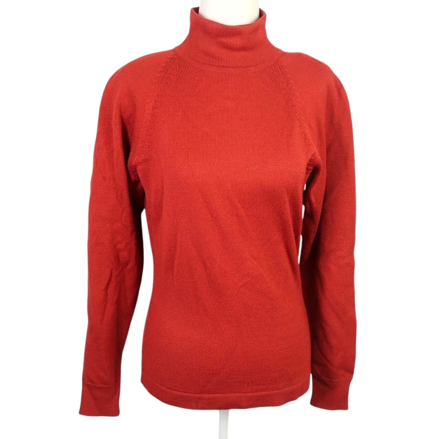 Anne Klein VINTAGE Anne Klein II Rust Red Wool Blend Turtleneck Sweater M Women Long Sleeve Pullover 90s 80s Pattern Solid Fall Winter Size M / US 6-8 / IT 42-44 - 2 Thumbnail