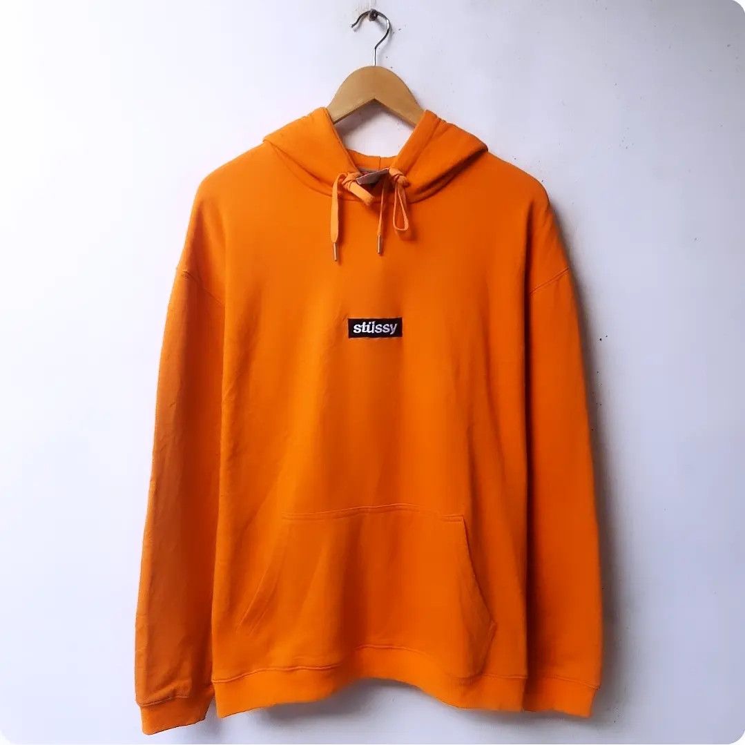 image of Stussy Box Logo Pullover Hoodie in Orange, Men's (Size Medium)