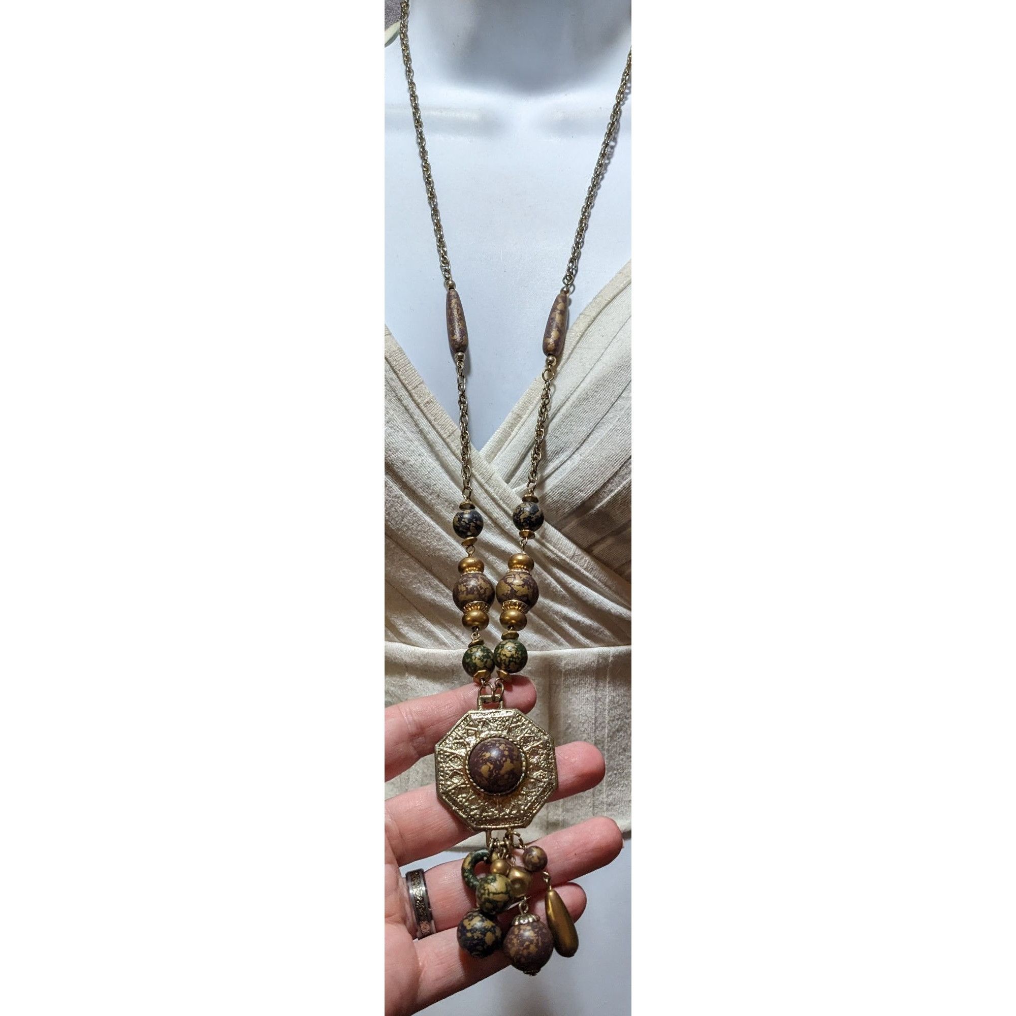 Other Vintage 80s Bohemian Metallic Beaded Tassel Necklace Size ONE SIZE - 7 Thumbnail