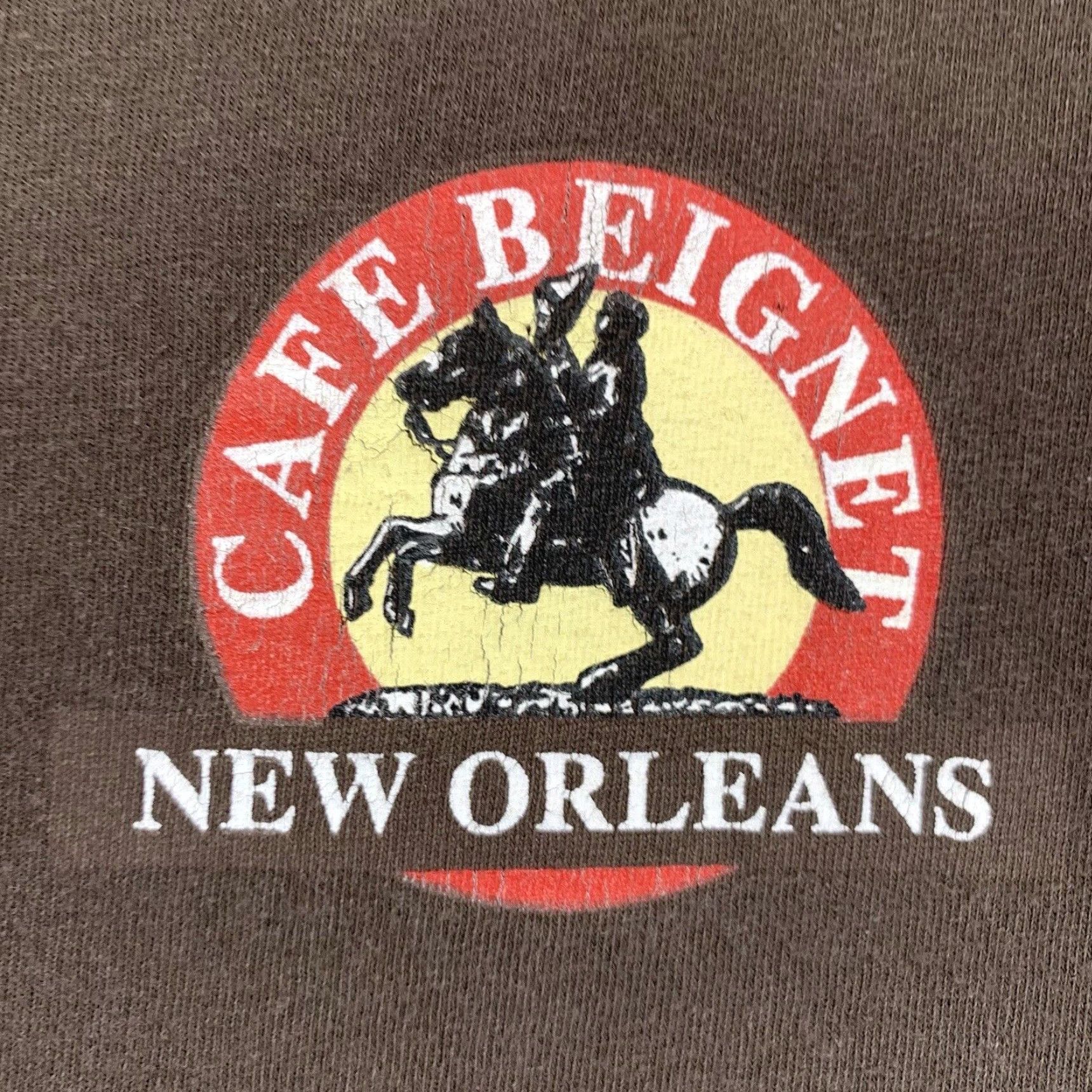 Gildan VINTAGE Cafe Beignet T-Shirt Unisex Adults Small Cotton Brown Restaurant Logo Graphic Print 90s Coffee Size US S / EU 44-46 / 1 - 2 Thumbnail