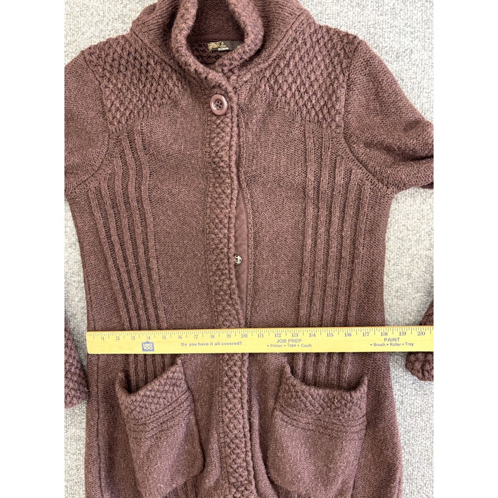 Prana prAna Cardigan Womens Medium Brown Long Knit Shawl Collar Pockets W3180540 Size M / US 6-8 / IT 42-44 - 6 Thumbnail