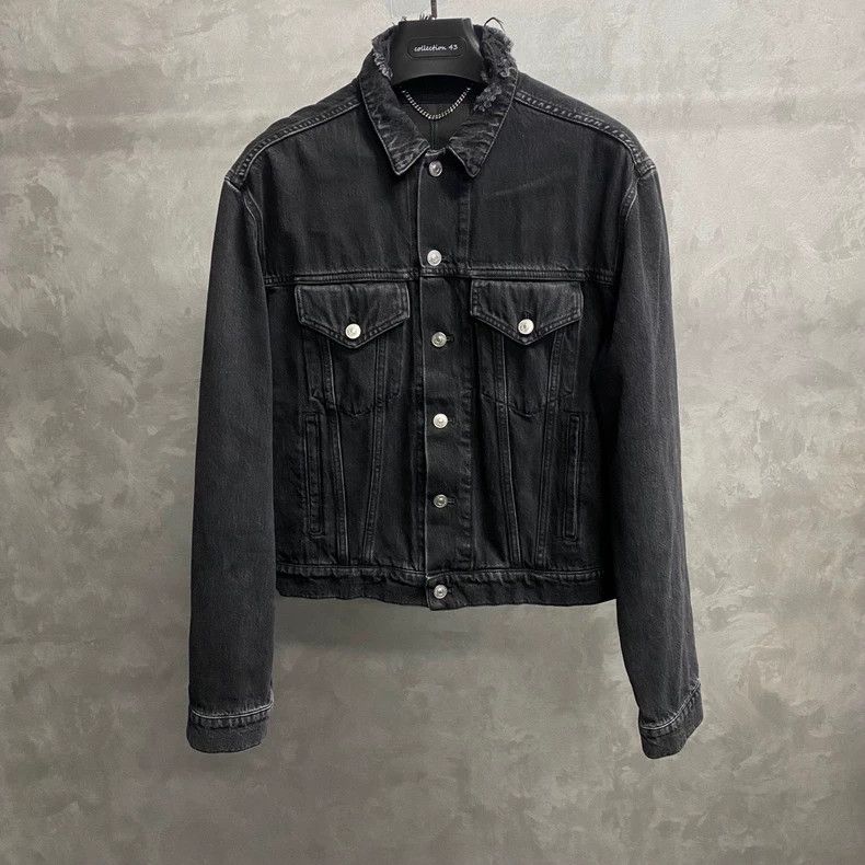 Balenciaga Black Sinners Embroidered Logo Denim Jacket