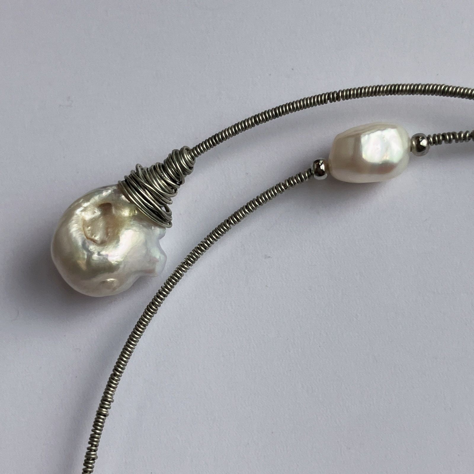Vintage Genuine Baroque Pearl Collar Choker Necklace Wire Wrap Size ONE SIZE - 7 Thumbnail