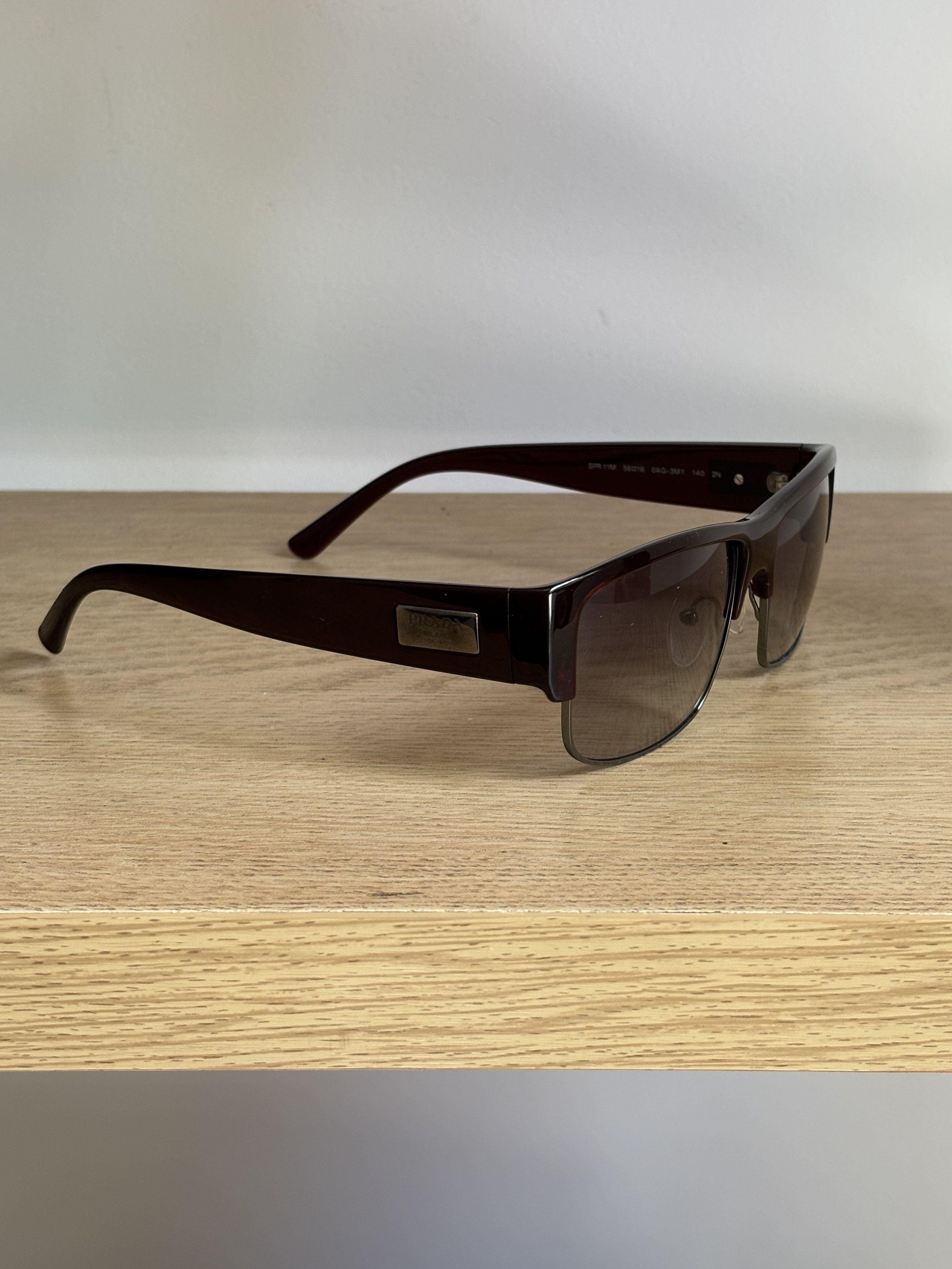 Prada × Vintage PRADA Sunglasses Rectangle Wrap Shield Symbole RI926 Size ONE SIZE - 4 Thumbnail
