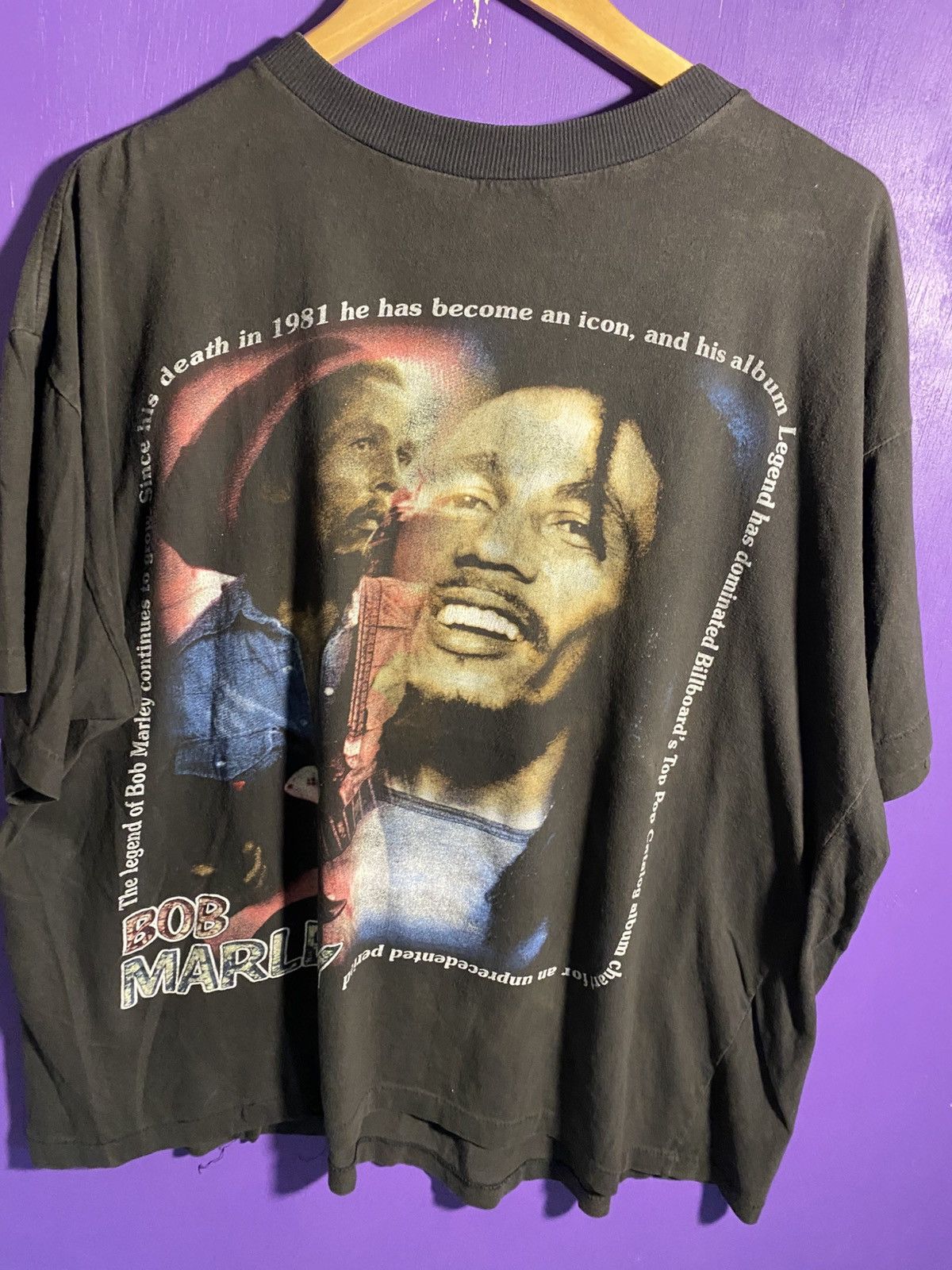 Rap Tees Vintage 90s Bob Marley memorial faded rap tee Size US XL / EU 56 / 4 - 3 Thumbnail
