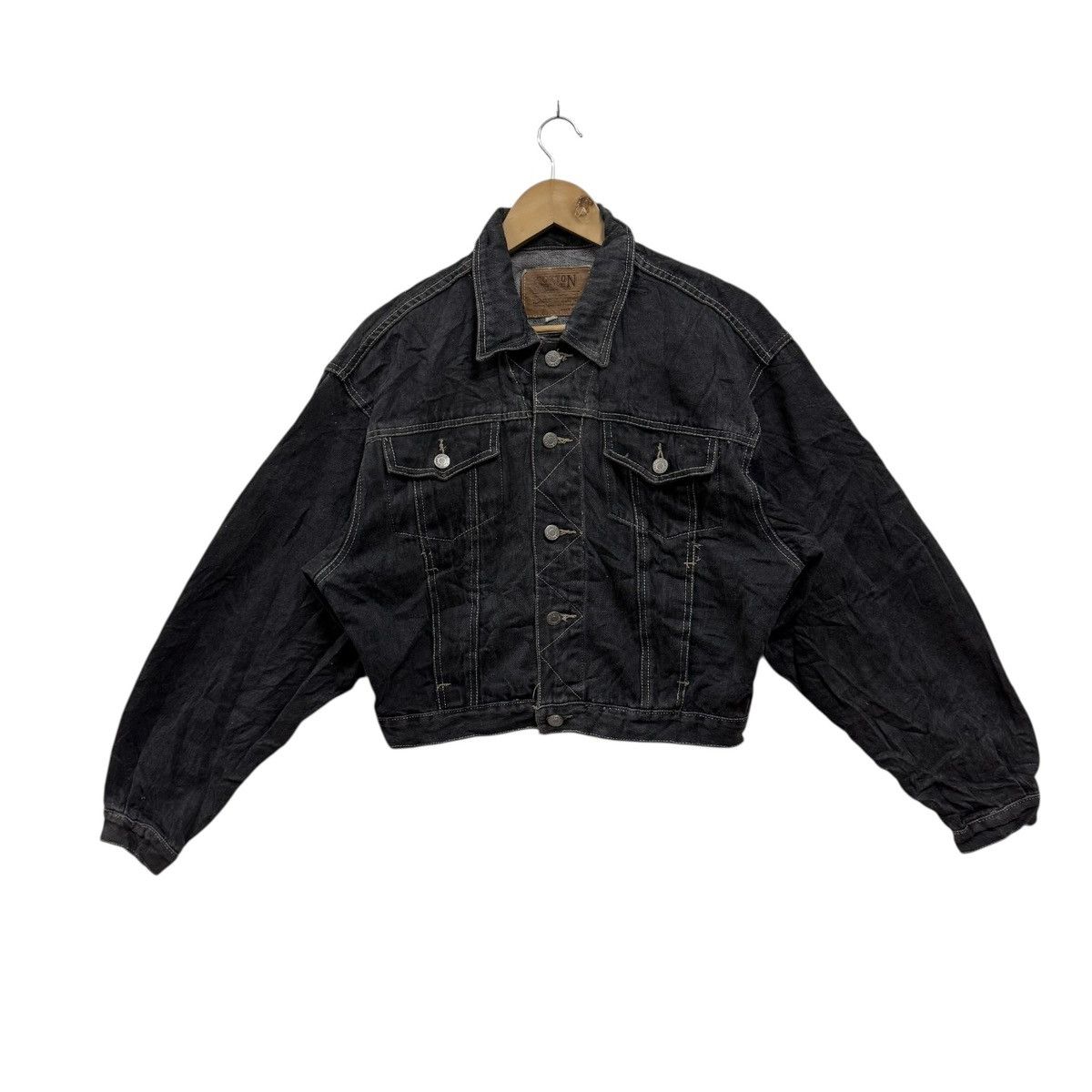 Japanese Brand Cotton Blue Cropped Denim Trucker Jacket Size US M / EU 48-50 / 2 - 1 Thumbnail
