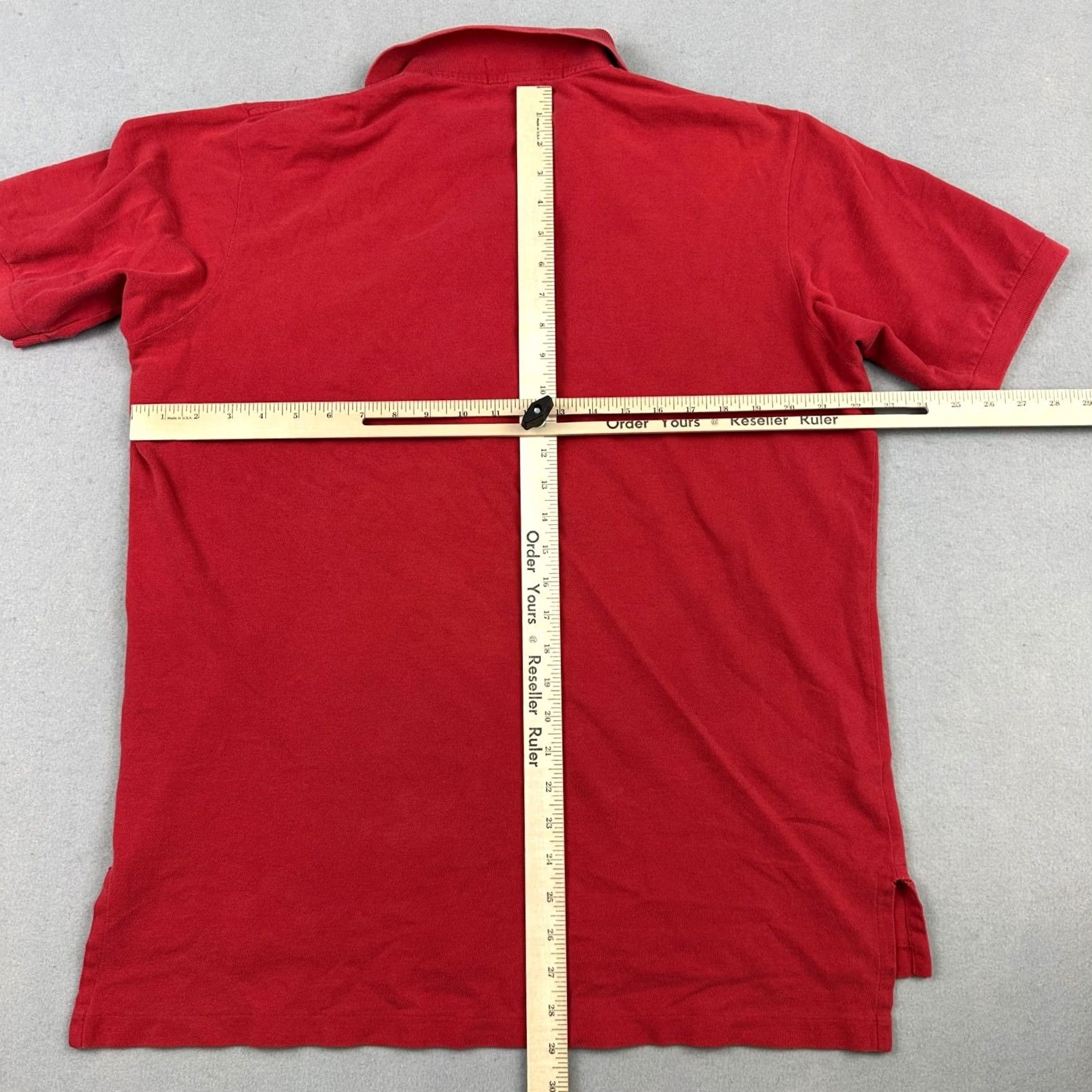 Vintage VINTAGE Polo Sport Shirt Men L Red Solid Pique Knit Flag Pocket 90s L * Size US L / EU 52-54 / 3 - 6 Thumbnail