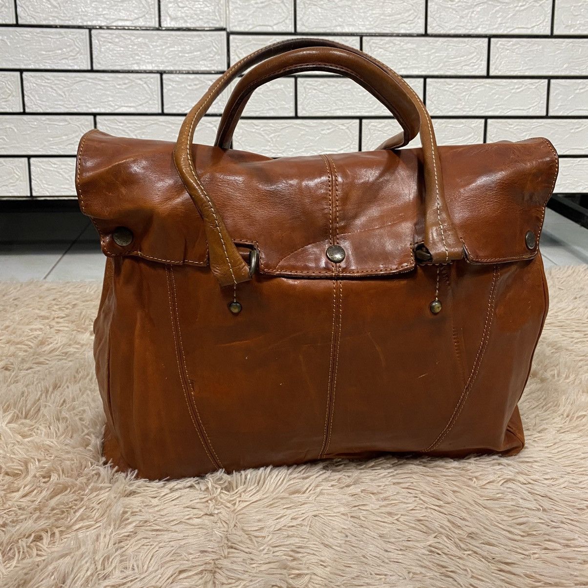 Japanese Brand 📌Vintage Leather Bag Genuine Unison Dept. Size ONE SIZE - 8 Thumbnail