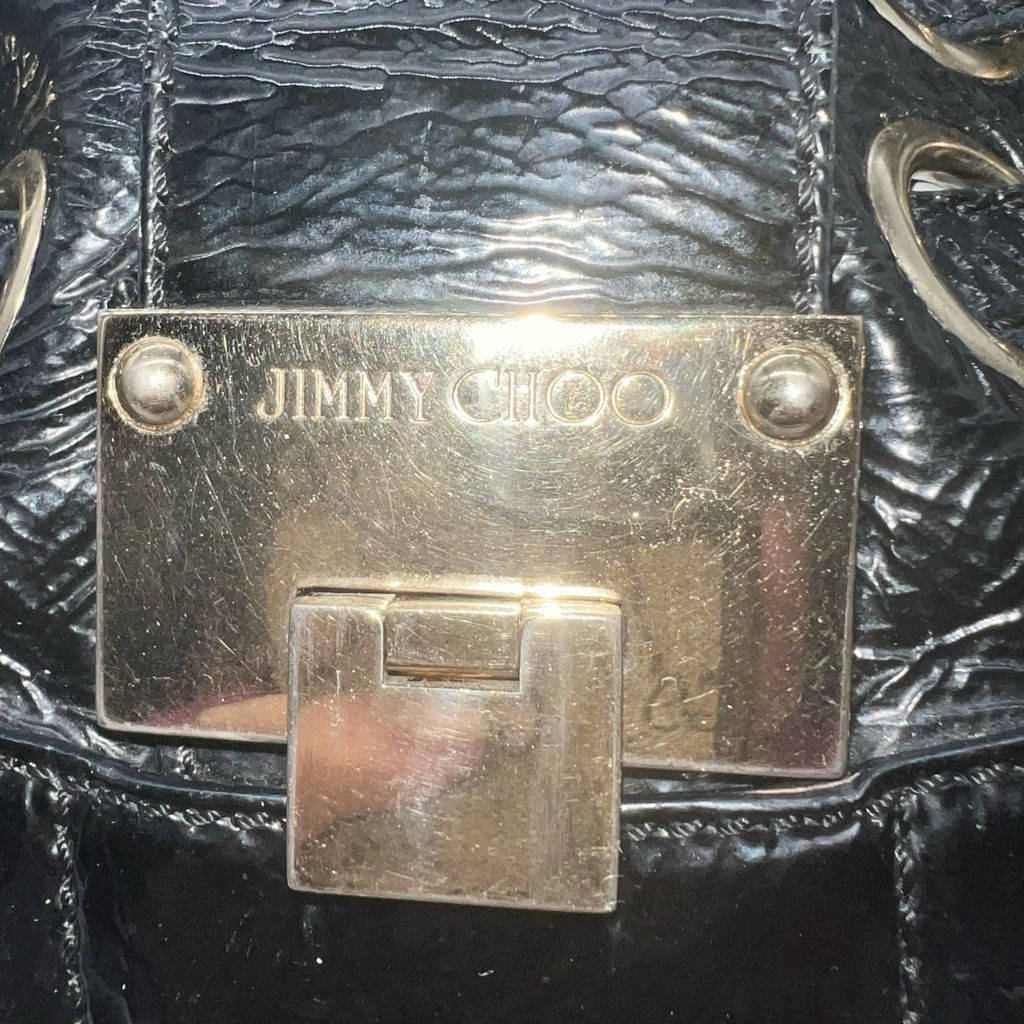 Jimmy Choo JIMMY CHOO RAMONA BLACK PATENT LEATHER CRINKLE SHOPPING HAND Size ONE SIZE - 10 Thumbnail
