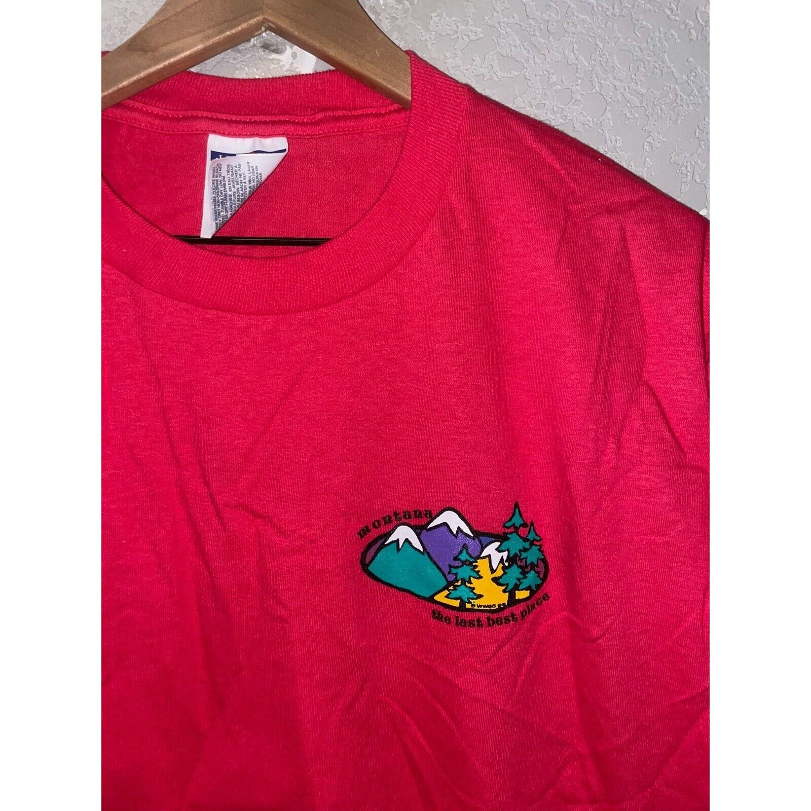 Jerzees Vintage Montana Shirt Last Best Place Red Tee VTG 90s L Size US L / EU 52-54 / 3 - 2 Thumbnail
