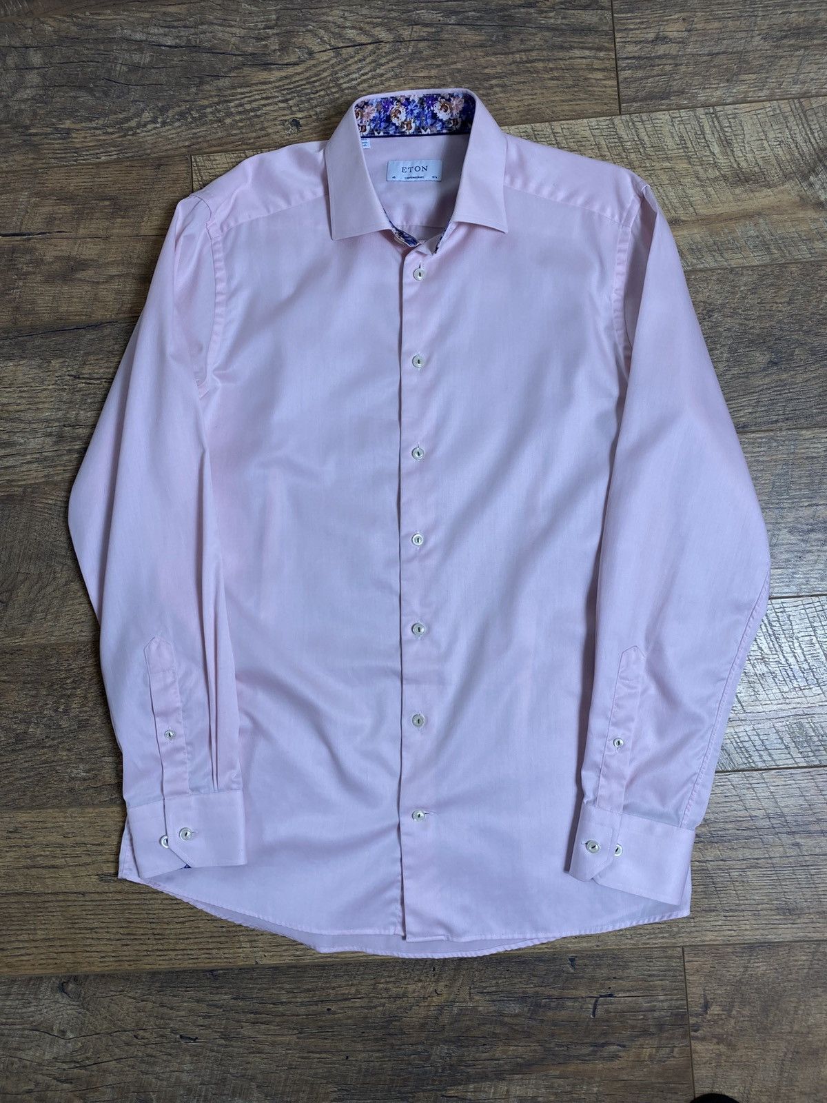 Etro Eton Contemporary Fit Pink Shirt - Floral Contrast Details Size US M / EU 48-50 / 2 - 1 Thumbnail