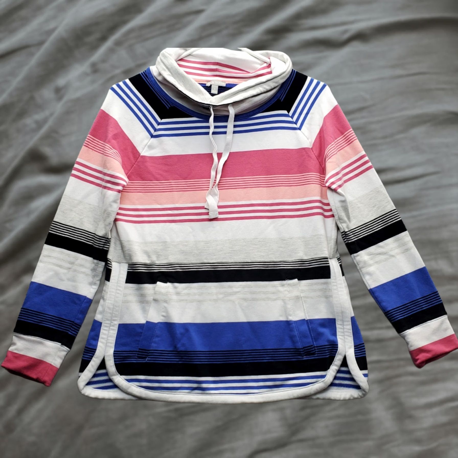 Talbots Talbots Sweater Womens Small Multi Striped Waffle Knit Funnel Neck Pullover Size S / US 4 / IT 40 - 1 Thumbnail