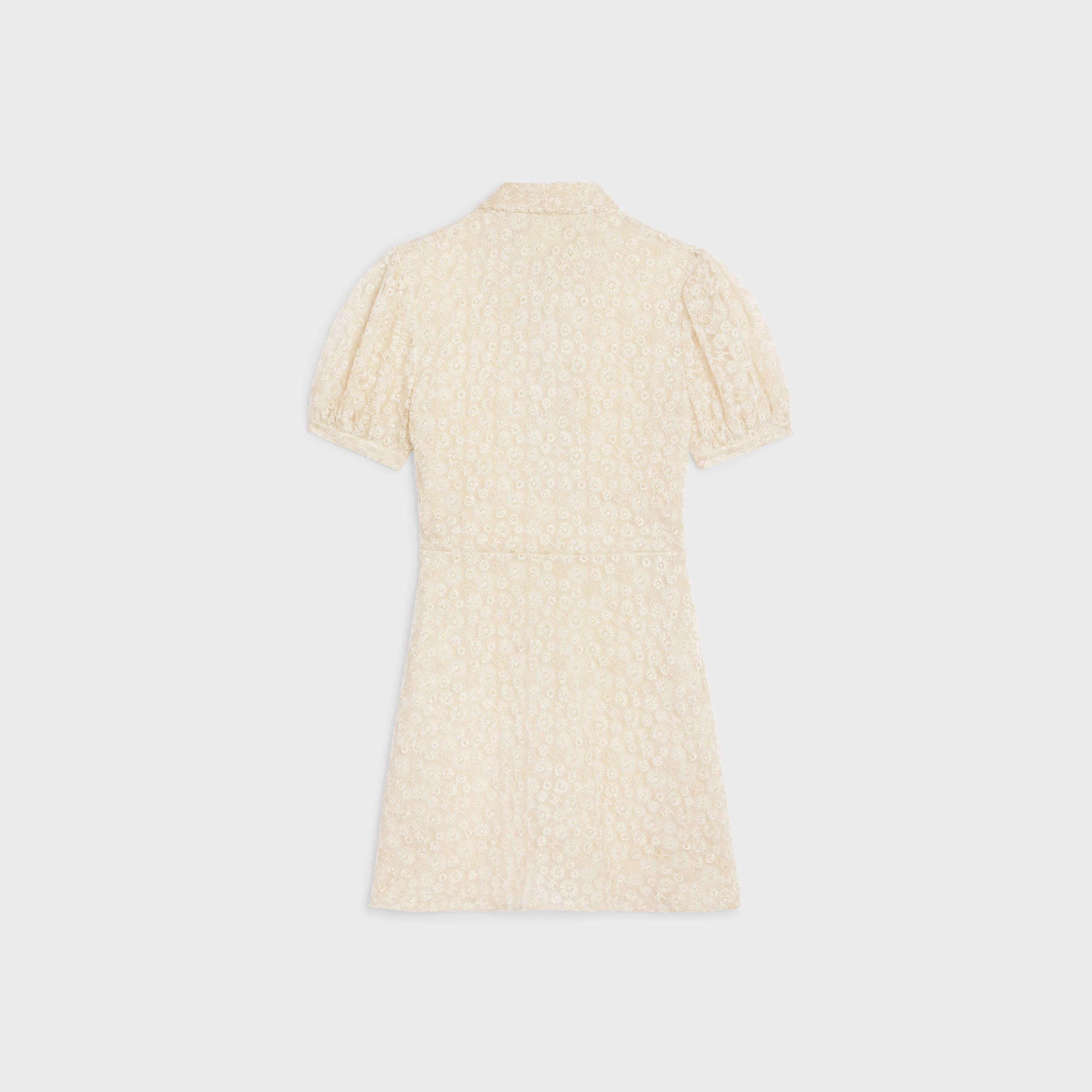 Celine o1w1db10925 2R65J481W Embroidered Babydoll Mini Dress Beige Size M / US 6-8 / IT 42-44 - 2 Thumbnail