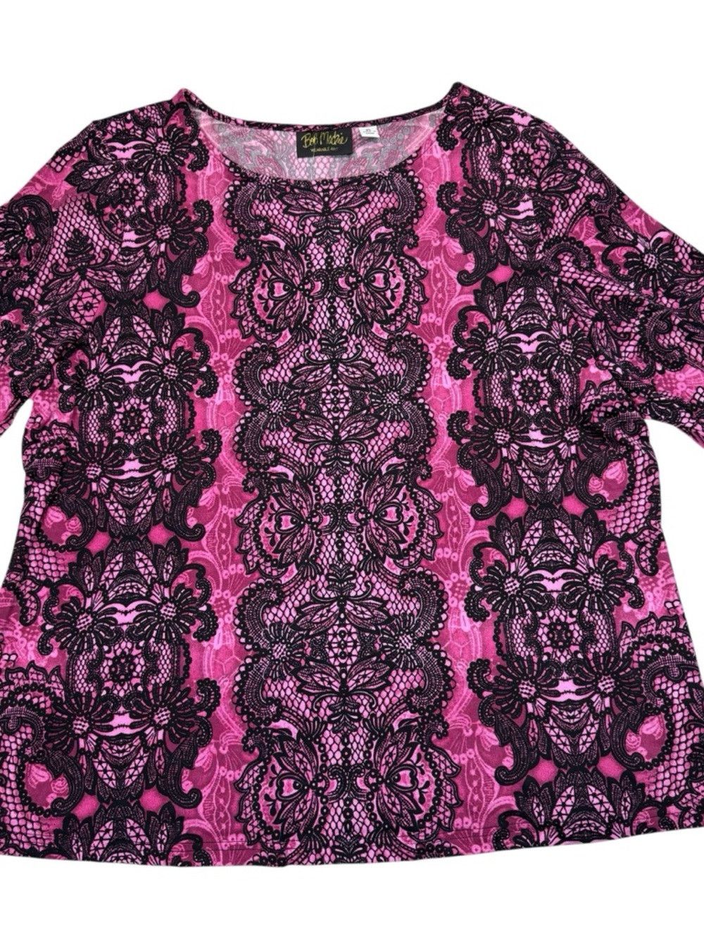 Bob Mackie NWT New Bob Mackie Placement Print Lace Pullover Top Blouse Size XL / US 12-14 / IT 48-50 - 3 Thumbnail