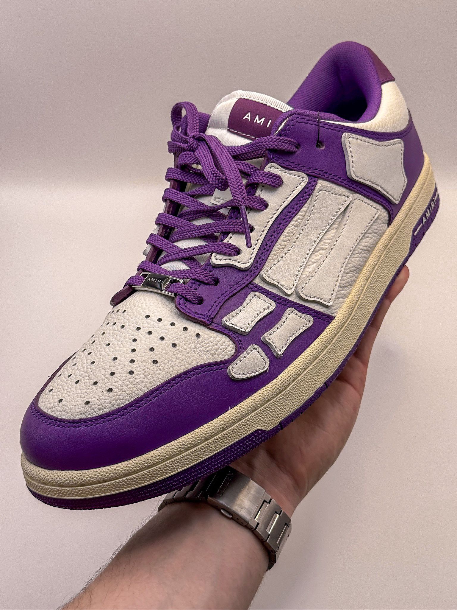 Amiri AMIRI Skel Top Low "Purple White" 2022 Skeleton Bones Size US 13 / EU 46 - 7 Thumbnail