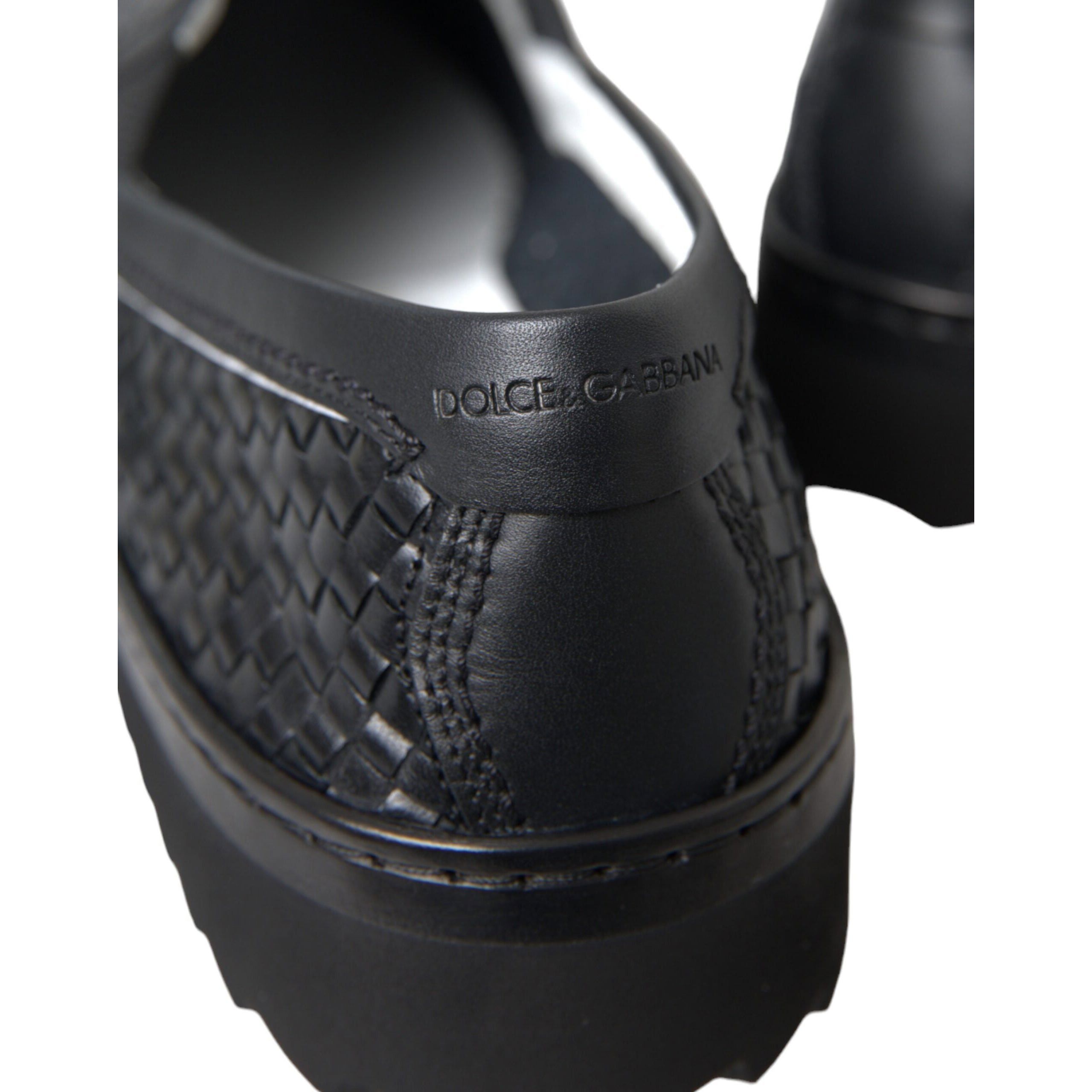 Dolce & Gabbana Black Woven Buffalo Leather Men Loafers Shoe