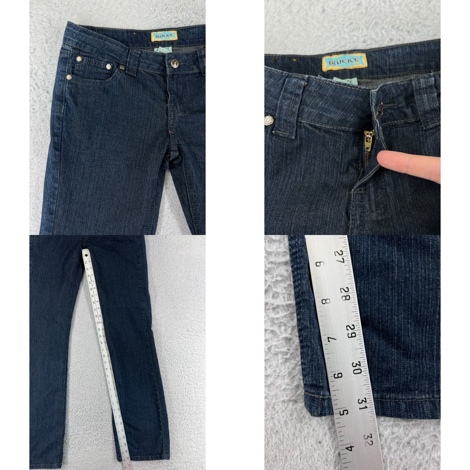 Vintage Blue Ice Jeans Women Bootcut Cotton Blend Denim 5 Regular Blue 28x31 5-Pocket Embroidered Logo Vintage? No Ladies Jeans 90s? Size 27" / US 4 / IT 40 - 8 Thumbnail