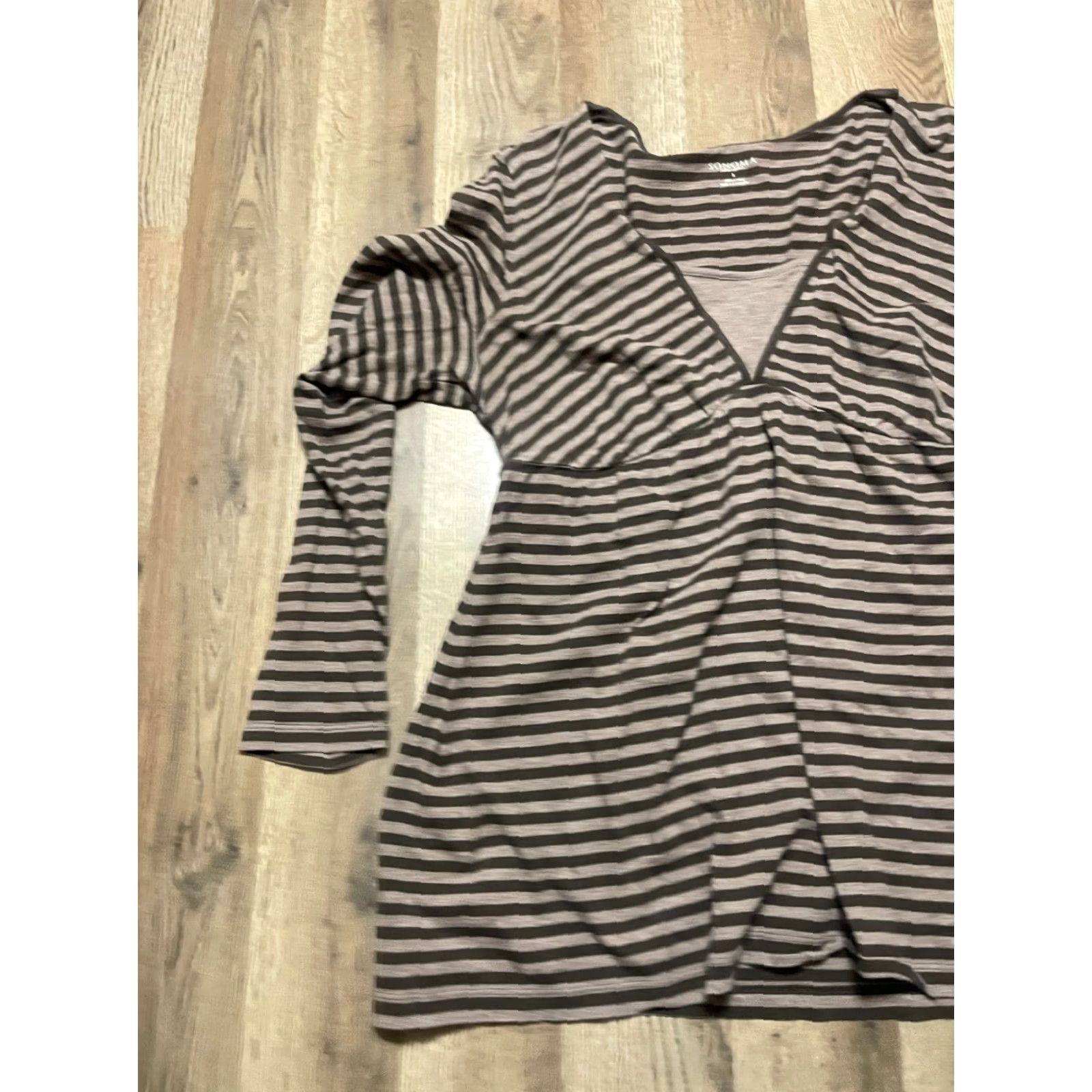 Vintage Sonoma Shirt Women's Size Large Brown Light Brown Striped Long Sleeve Size L / US 10 / IT 46 - 3 Thumbnail