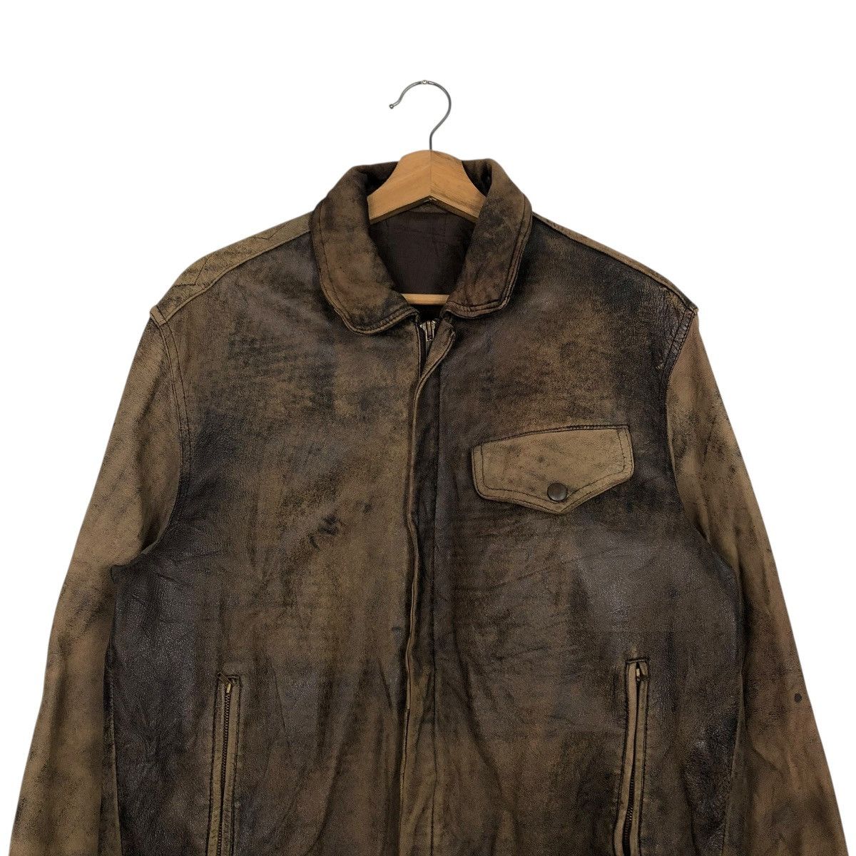 Japanese Brand 🔥VINTAGE FLY BOMBER LEATHER JACKET ROBO MILANO ISSEY MIYAKE Size US M / EU 48-50 / 2 - 5 Thumbnail