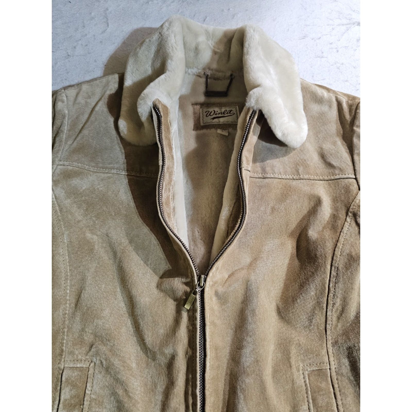 Vintage VINTAGE Winlit Beige Leather/Suede Faux Fur Full Zip Coat Jacket Womens Sz Large Leather/Suede Faux Fur Full Zip Coat Jacket Beige 90s Womens Size L / US 10 / IT 46 - 6 Thumbnail