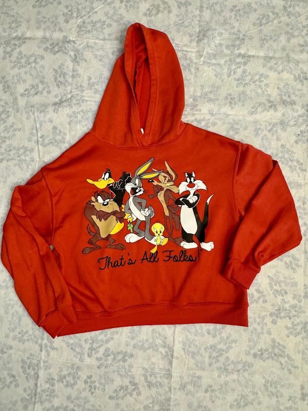 Designer Vintage Looney Tunes Cropped Hoodie - That's All Folks! Size S / US 4 / IT 40 - 1 Thumbnail