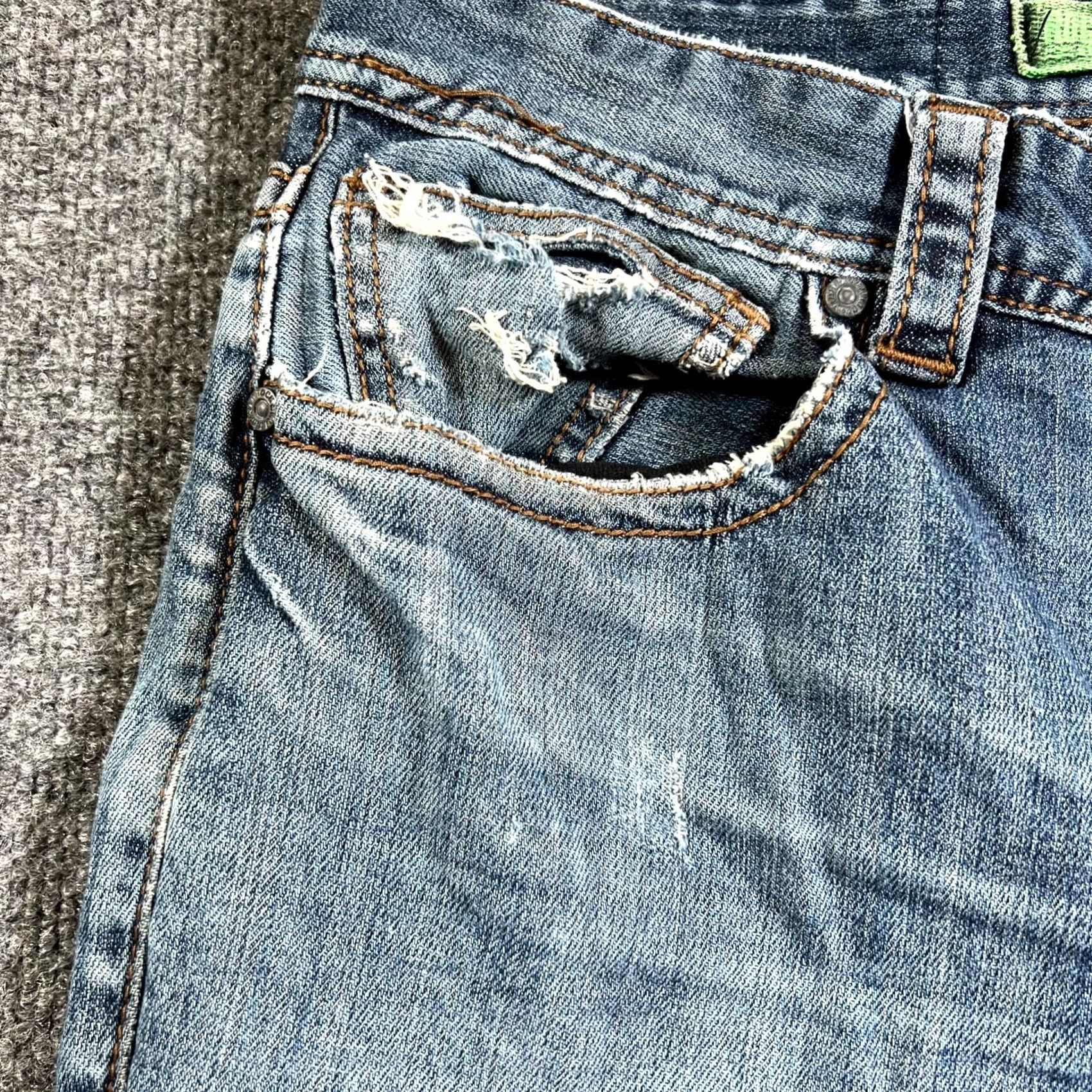 Denime Rock & Roll Cowboy Jeans Mens 32x34 Blue Denim Stretch Regular Fit Straight Leg Jeans Size US 32 / EU 48 - 4 Thumbnail