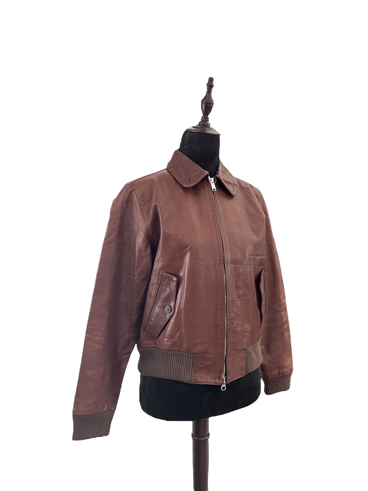 Margaret Howell MHL. Margarett Howell Aviator Leather Bomber Jacket Size S / US 4 / IT 40 - 2 Thumbnail