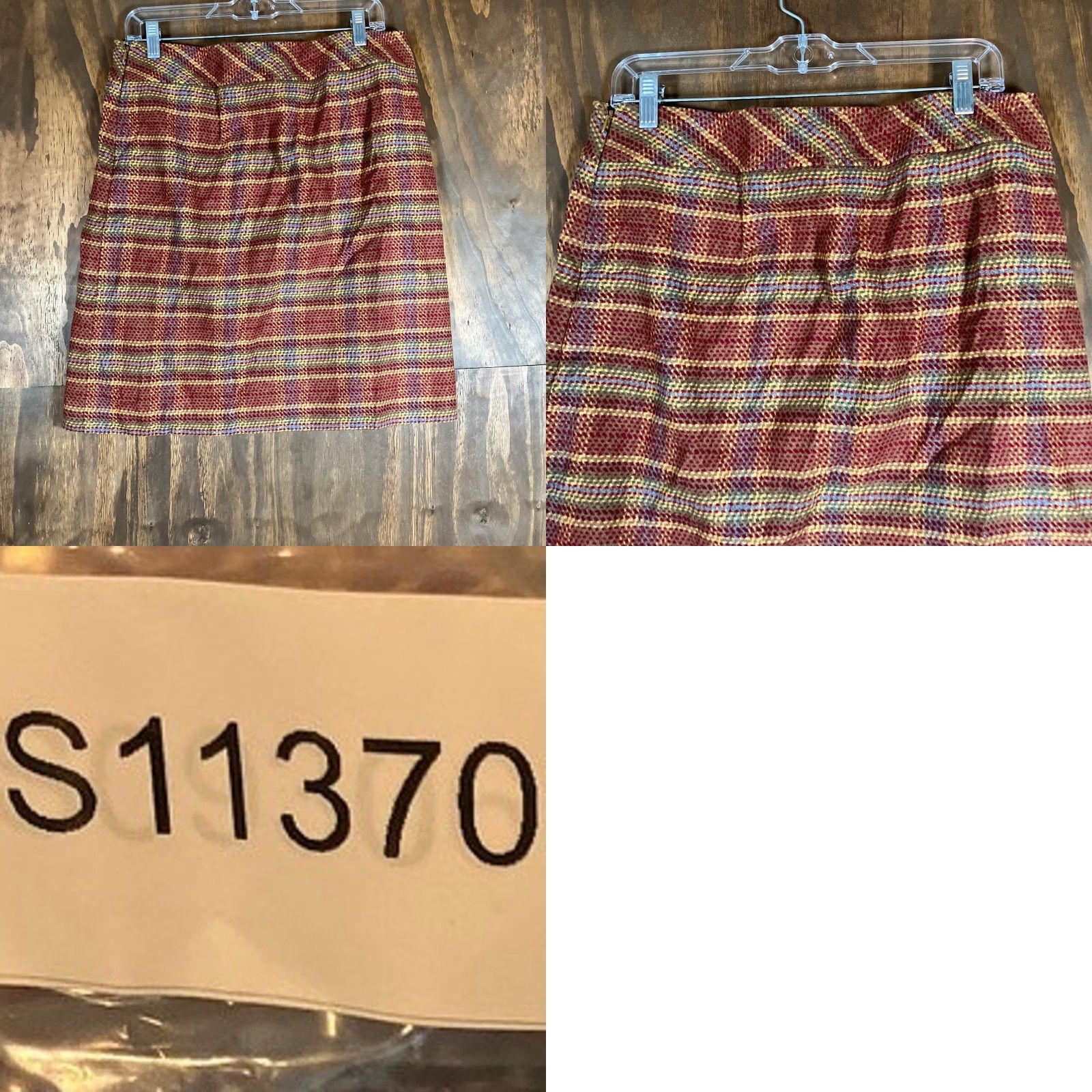 Talbots Talbots Womens Skirt Red Multicolor Tweed Plaid A-Line Side Zip Wool Blend 8 Size 30" / US 8 / IT 44 - 8 Thumbnail